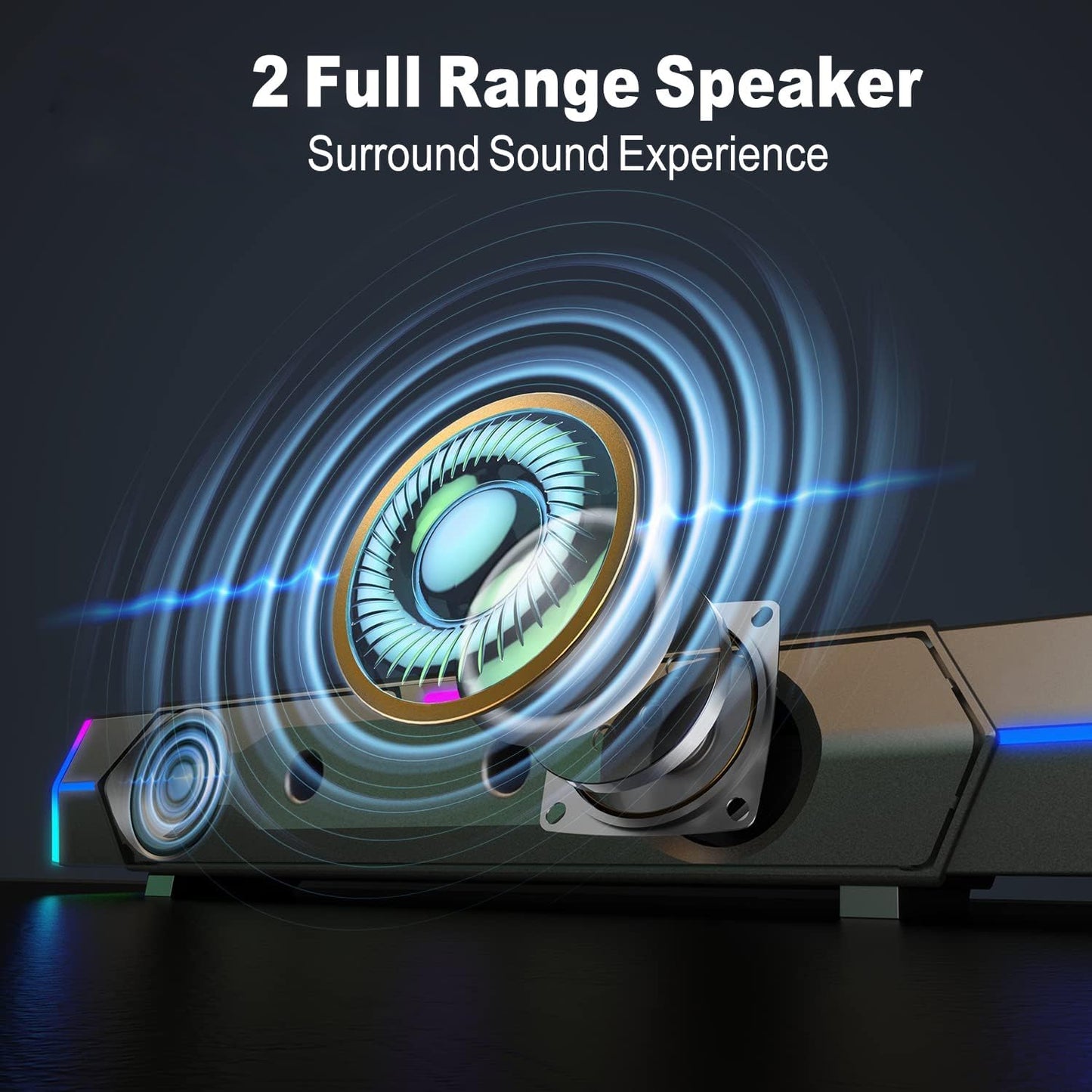 VINNFIER V18 Bluetooth & USB Smart Compability Computer Speakers for PC Desktop Monitor, Gaming PC Sound Bar, Superb