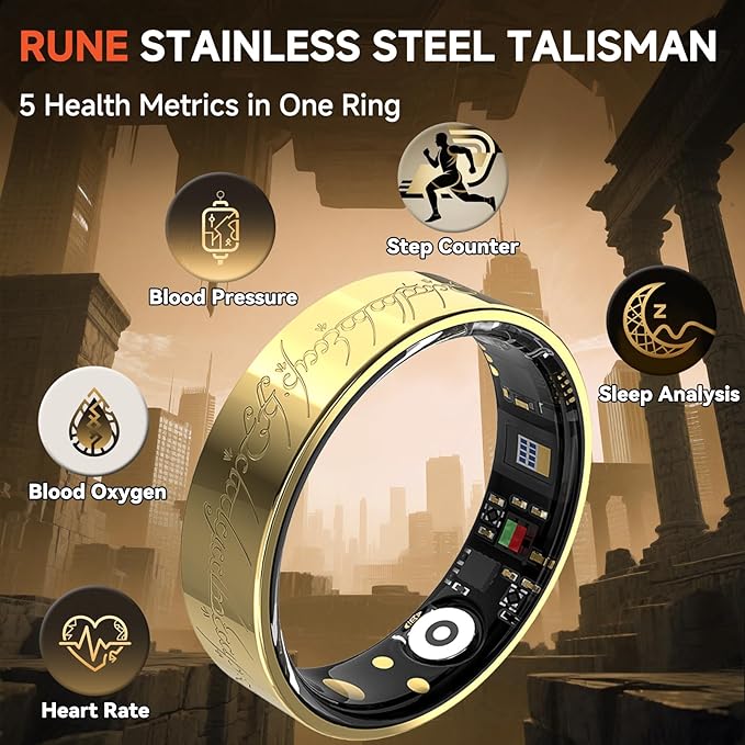 Ultra Smart Ring for Women Men,Health Fitness Tracker with Sleep/Blood Pressure/Oxygen Monitoring, Heart Rate & Activity Tracking,IP68 Waterproof, 5+Day Battery,No Subscription Fee 1-Silver 7