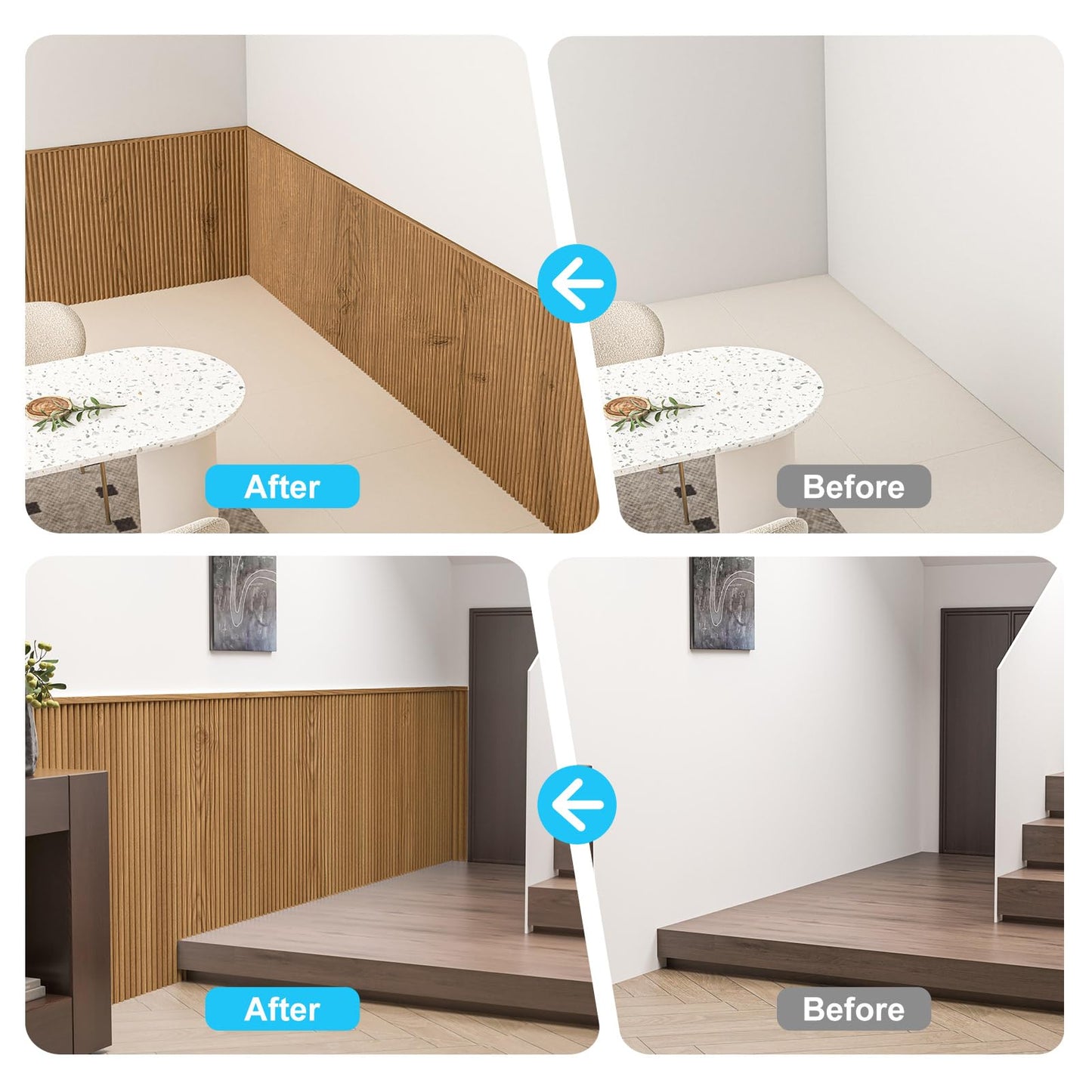 Art3d Wainscoting Panels, Beaded Polystyrene Wall Board for Interior Wall Décor, 79.3“ Wide X 40.7 high, Covers 22.38 sq.ft, Teak