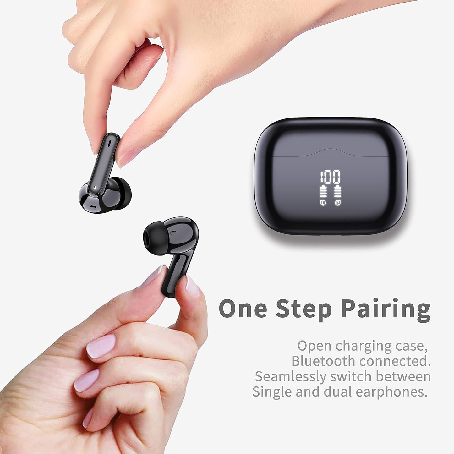 5.4 4 40H IP7 Wireless Earbuds, Bluetooth Headphones in Ear with ENC Noise Cancelling Mic, New Wireless Earphones HiFi