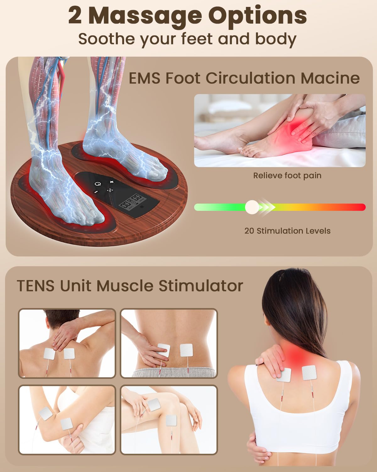 Rechargeable Foot Massager for Neuropathy with 660-850 Red Light Therapy – EMS &TENS Foot Stimulator for Neuropathy, Electrical Nerve Stimulator, Relieve and improve pain and plantar fasciitis
