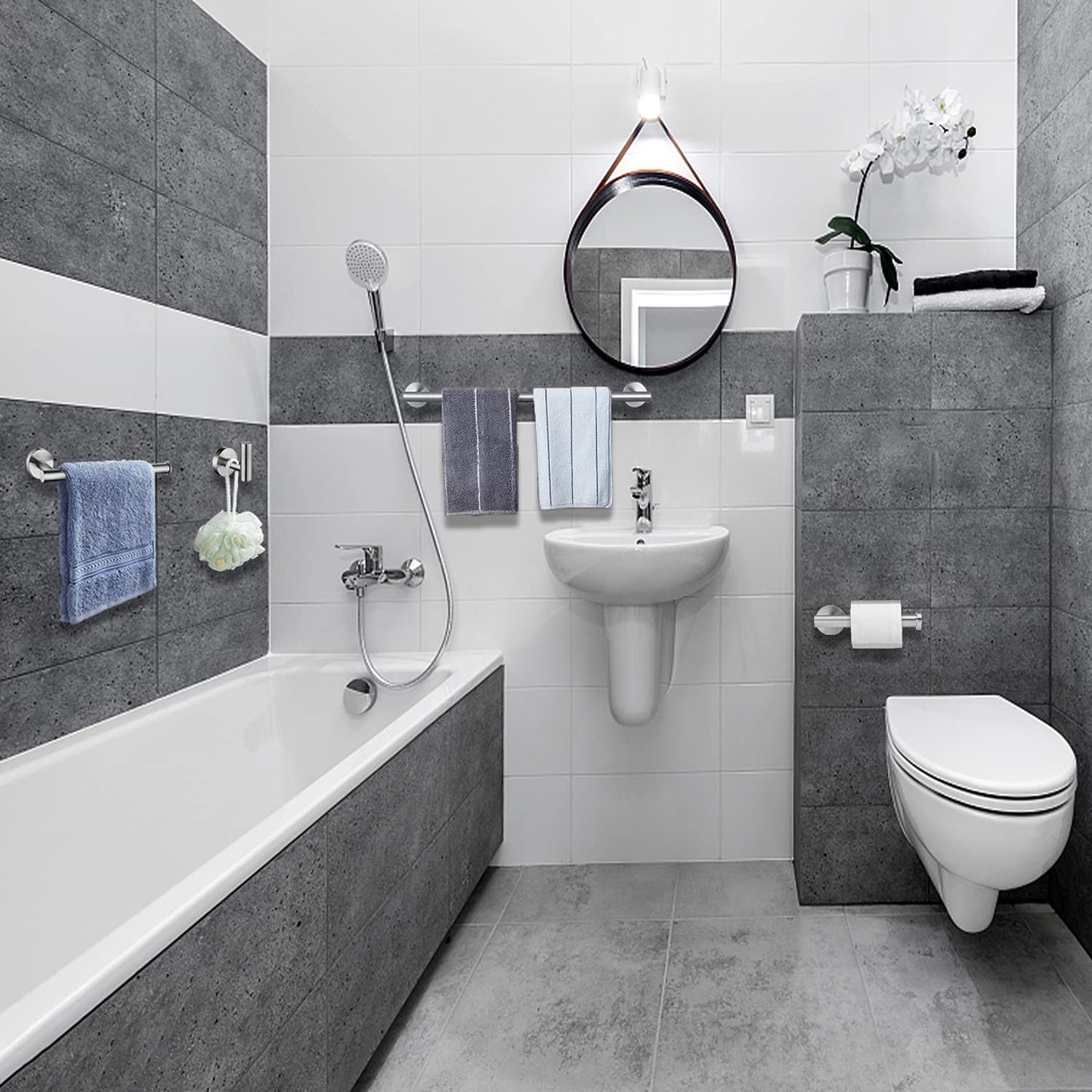 Nolimas Brushed Nickel Bath Towel Bar Single Bars Towel Rack Rod Classic Wall Mounted SUS304 Stainless Steel Bathroom Towel Holder Toilet Kitchen Towel Shelf Single Layer,24 inches