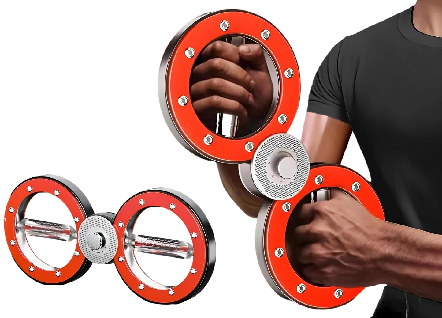 Adjustable Resistance Forearm Trainer, Arm Rehabilitation Exercise Equipment for Men and Women, 360° Rotation Muscle Burner Machine, Shoulder and Back Exercise for Home and Gym Use (Red)