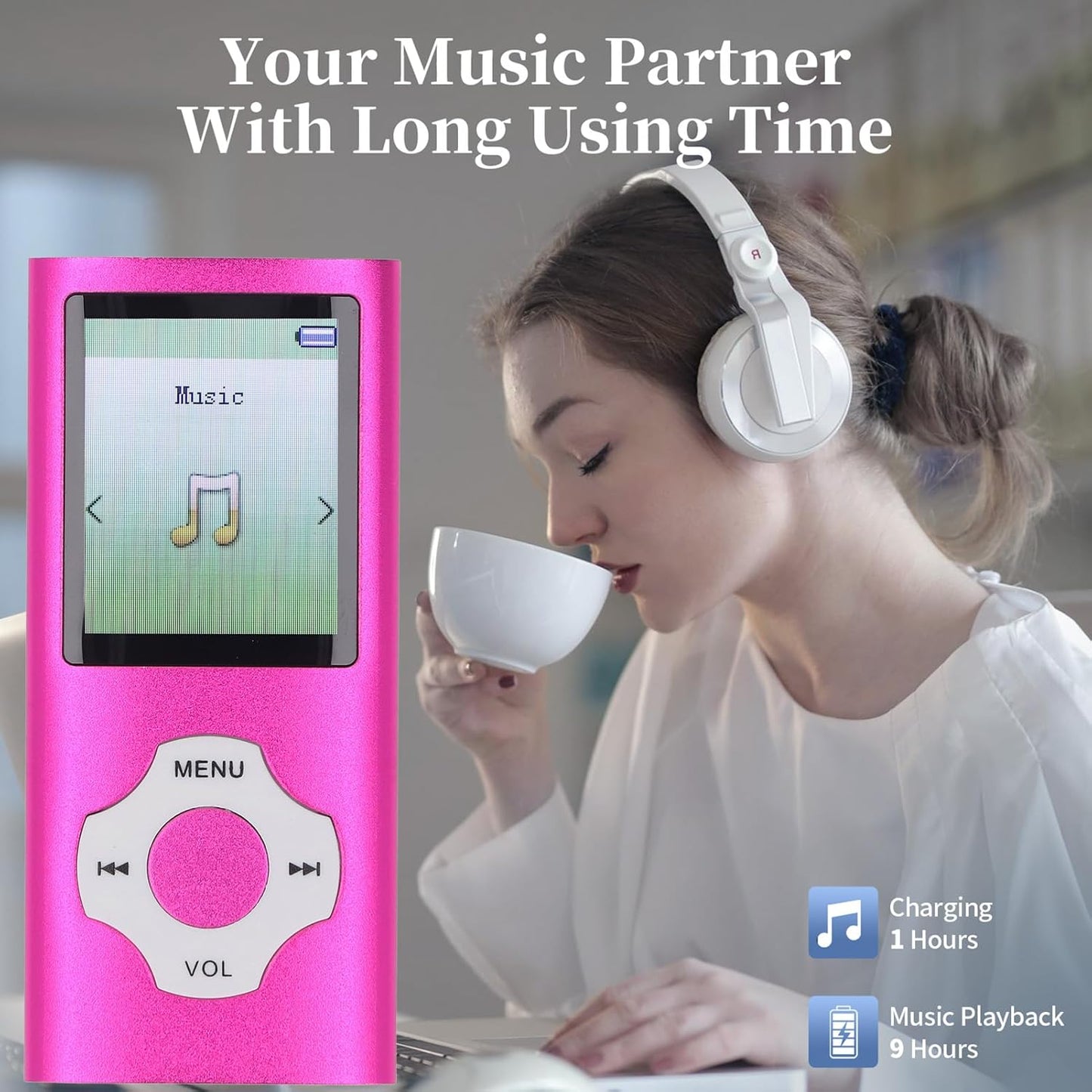 Zopsc MP3 MP4 1.8in 128GB Player, Lossless Sound Portable Video Music Player, Color Screen Digital Music Player