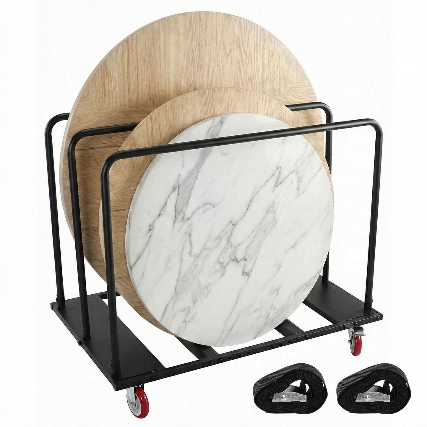 Heavy Duty Folding Table Cart Dolly, 3000 lb Capacity, Holds 20 Tables, 5" PU Swivel Wheels, Folding Transport Cart for Drywall, Panels, Boxes, Events, Warehouse Use, 46" x 39" x 29"