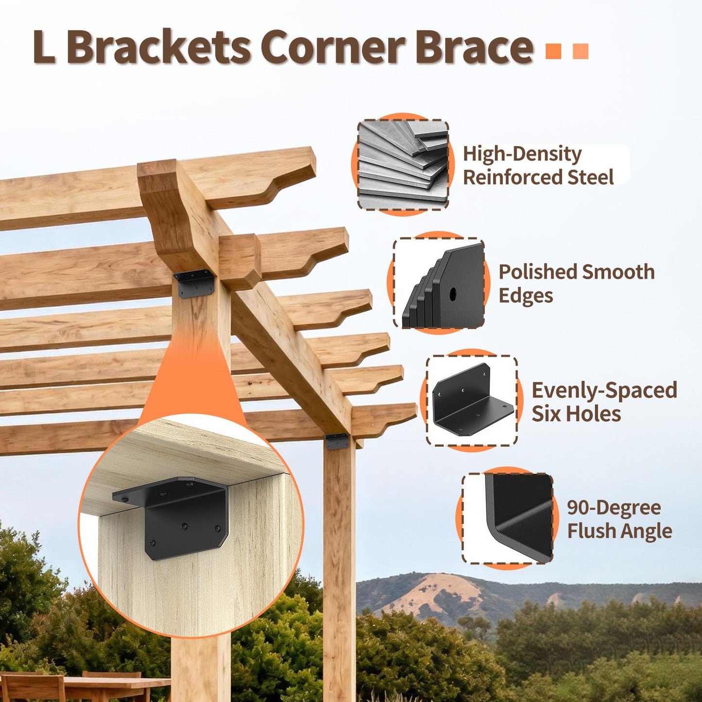 SecureLatch 4 Inch Heavy Duty Galvanized L Bracket, 90 Degree Angle Bracket for Wood, 4"×2"×2" Metal Corner Brace for Floating Shelves, Table, Framing, Fence, Deck, Furniture (Black-16PCS)