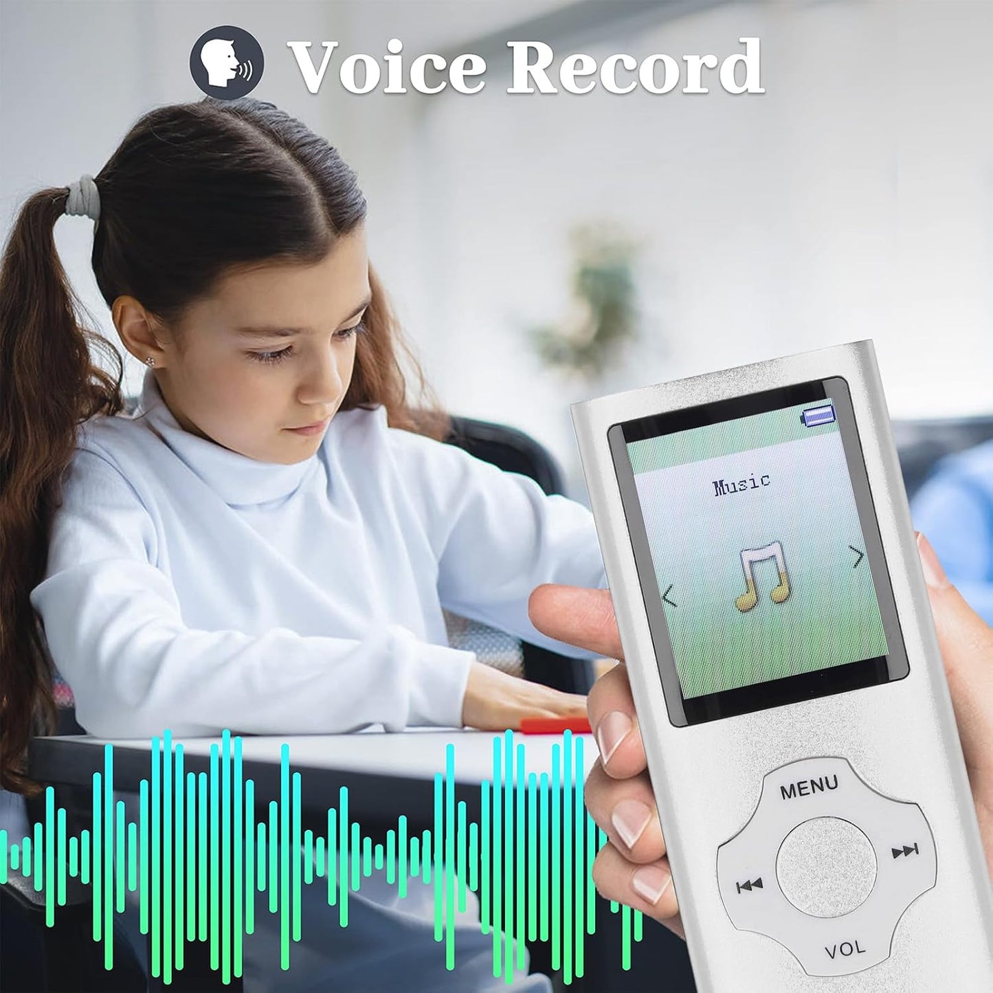 Yunseity 16GB MP3 5.0 MP4 128GB Player, Bluetooth Single Loop Player, Portable HiFi Sound Music Player Built in HD