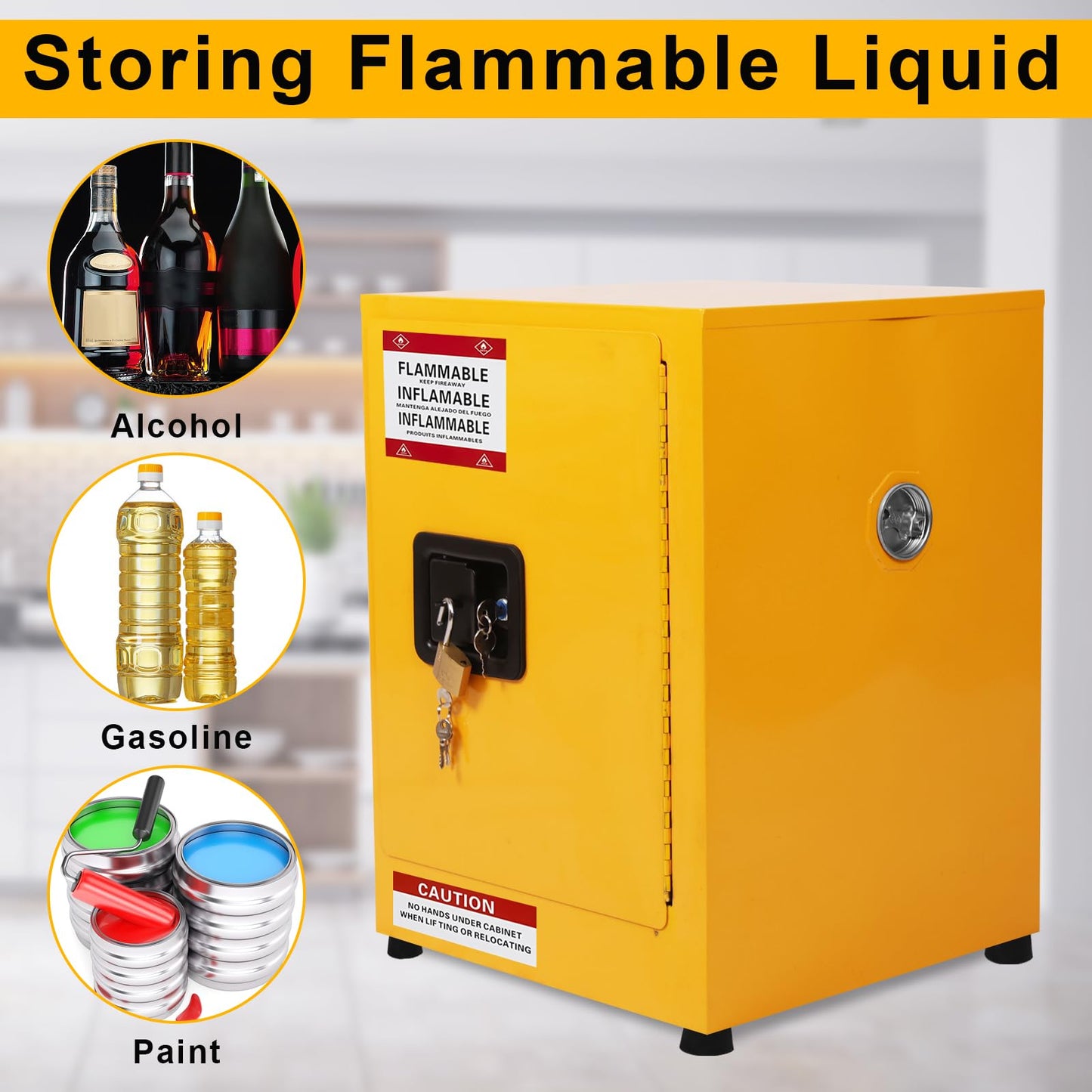 EliteEdge 16 Gallon Flammable Storage Cabinet, Galvanized Steel Hazardous Storage Cabinets with Adjustable Shelf, for Industrial and Home Use