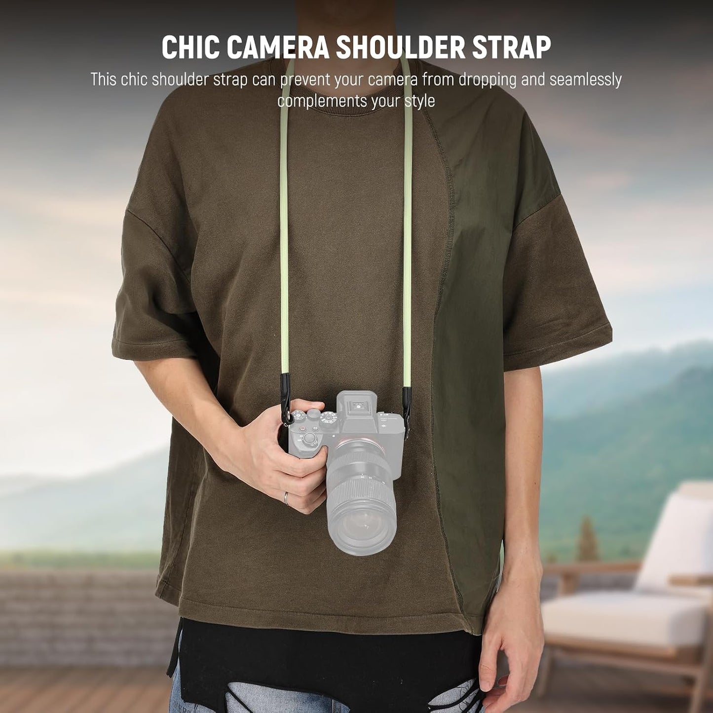 43"/110cm, CA098 NEEWER Camera Shoulder Strap, Durable Round Woven Nylon Climbing Rope Neck Strap with Keyrings