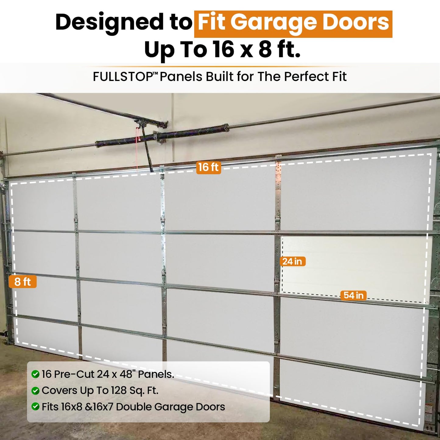 BEEST FULLSTOP Garage Door Insulation Kit w/ Seals & Window Films - 16x7 & 16x8 ft Double Garage Door Insulation Panels - Easy-to-Install 16 Pre-Cut 24x48 Foam-Core Panels w/ Tape, Cutter & Squeegee