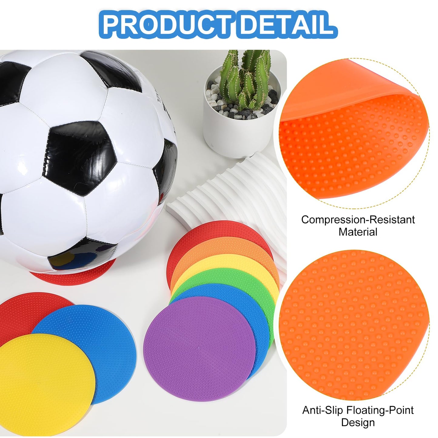 PATIKIL Spot Markers 4 Inch, 12 Pcs Non-Slip Floor Dots Agility Markers Flat Field Cones Poly Dots for Gym PE Speed Training Dance Soccer Basketball Sports, Orange/Purple/Yellow