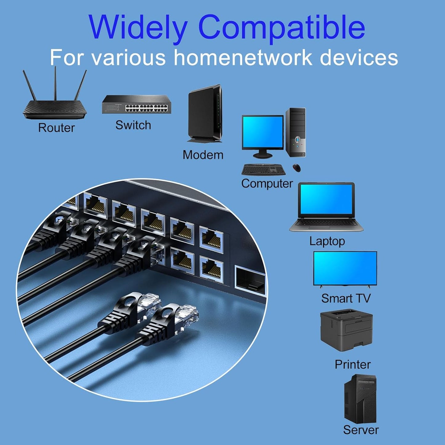 10Gsupxsel 6 5FT 10Pack, Cat6 10Gbps, Cat6 6 Cat Ethernet Cable Ethernet Patch Cable High-Speed UTP Network Cable Pure