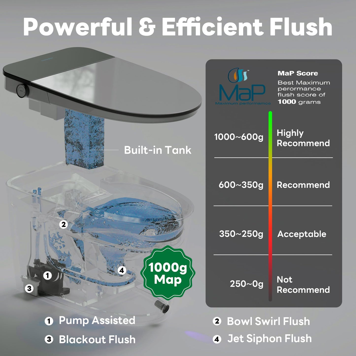 Casta Diva Smart Toilet with Bidet Built in, Auto Open/Close Lid,1000g MaP Flush, Heated Seat & Foam Dispenser, Foot Sensor Auto Flush, Blackout Flush, Bidet Toilet with Tank Built in (CD-K030PRO)