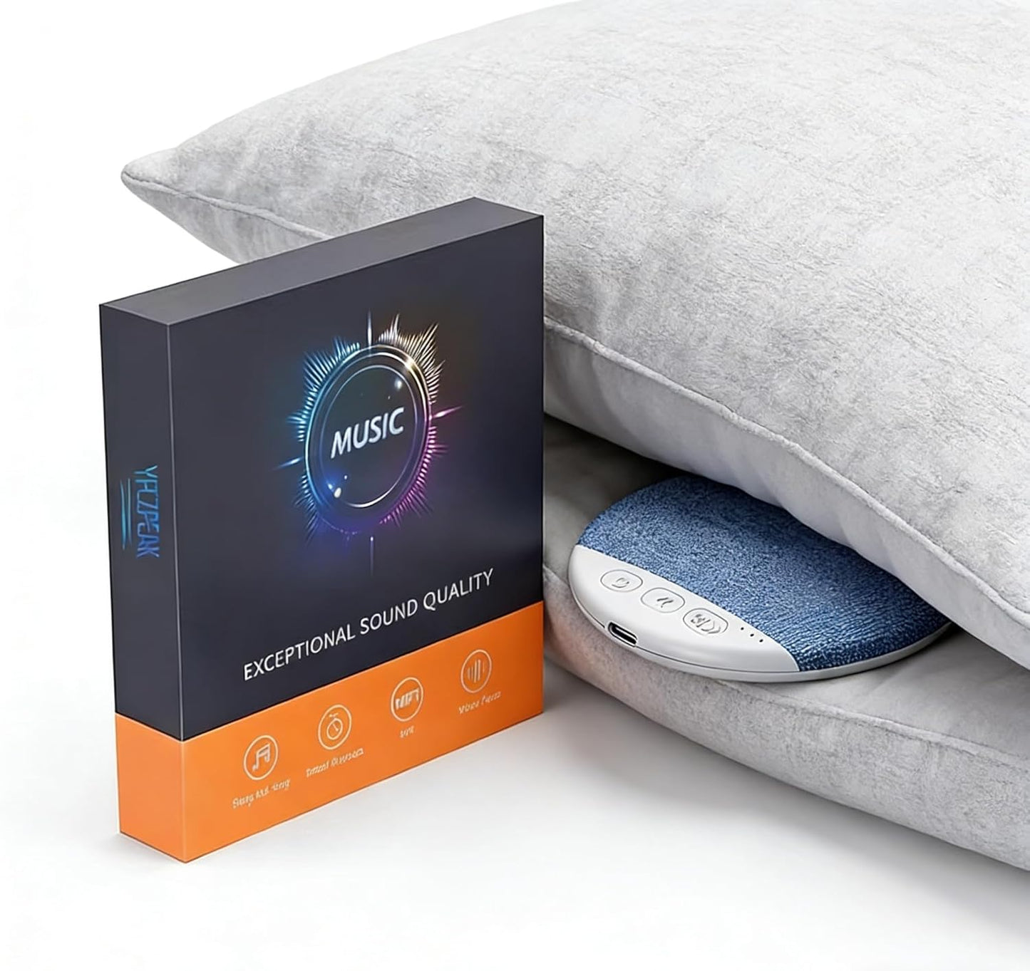 48H Pillow Bluetooth Speaker for Sleeping - Under Pillow, Sleep Timer, White Noise, Battery, Type-C, Hi-Fi Sound