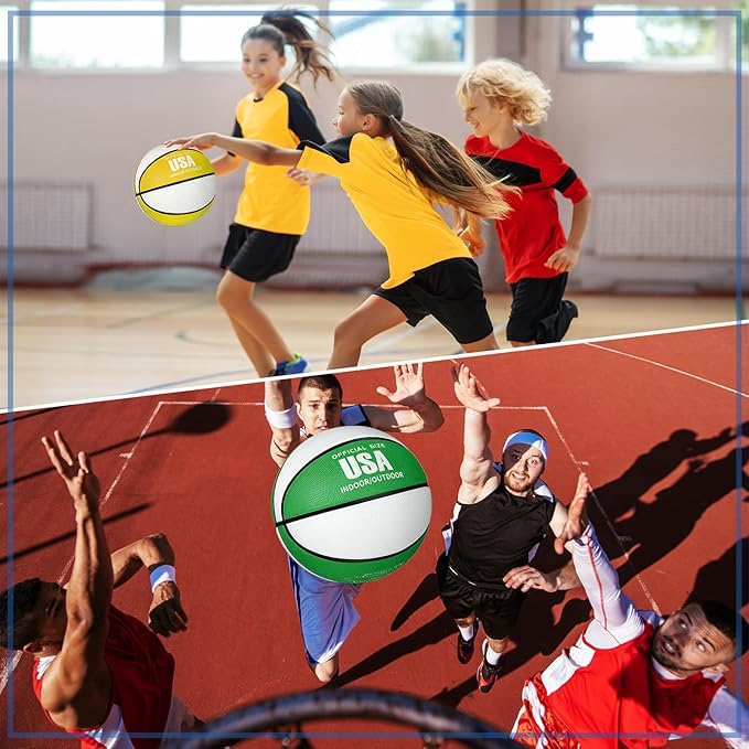 Libima 4 Pcs Rubber Basketball with Pump Official Size Indoor Outdoor Basketball Game Practice Training Women Men Streetbball Sport Gift Back to School