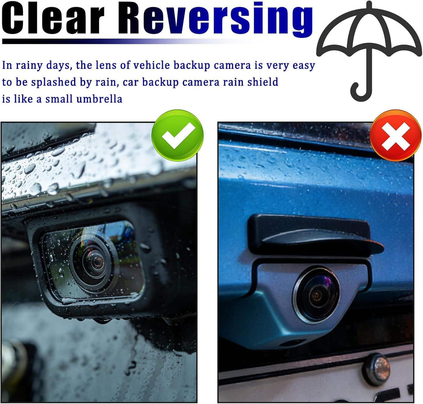 Turcee New Car Backup Camera Rain Shield,Self-Adhesive Car Reverse Camera Rain Cover with Extended Protection