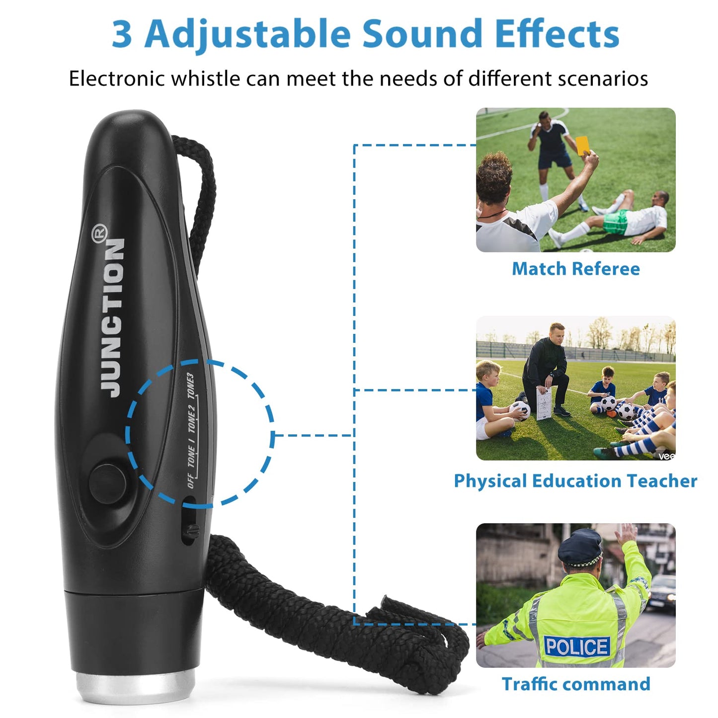 Xflyee Electronic Whistles 2 Pack, Handheld 3 Tones High Volume Electric Whistles with Lanyard for Teacher, Coaches, Referees, Training Whistle, Loudest Outdoor Emergency Whistle, Sports Whistle