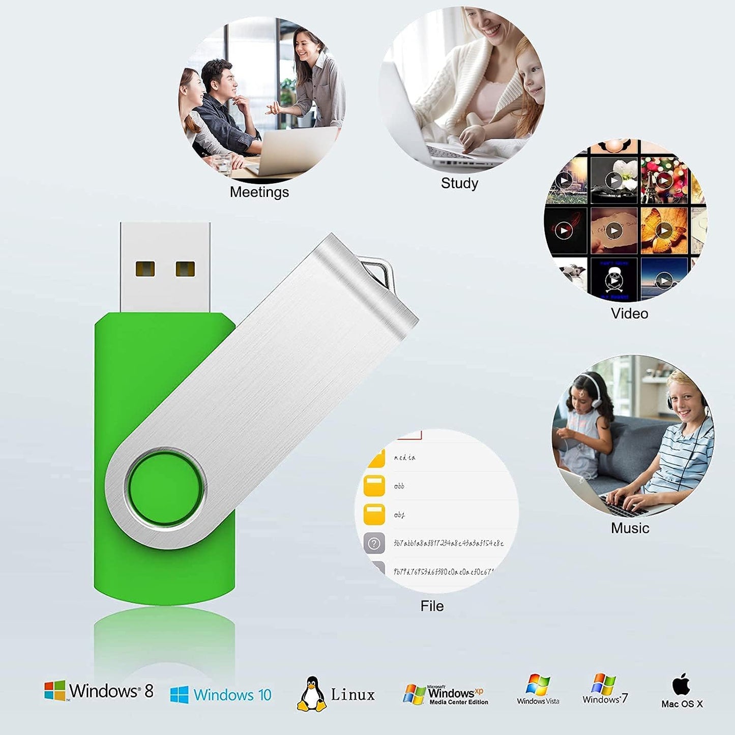KOOTION 5 1GB Pack 2.0(5 X USB Flash Drives Thumb Drives Memory Stick USB Colors: Black Blue Green Purple Red)