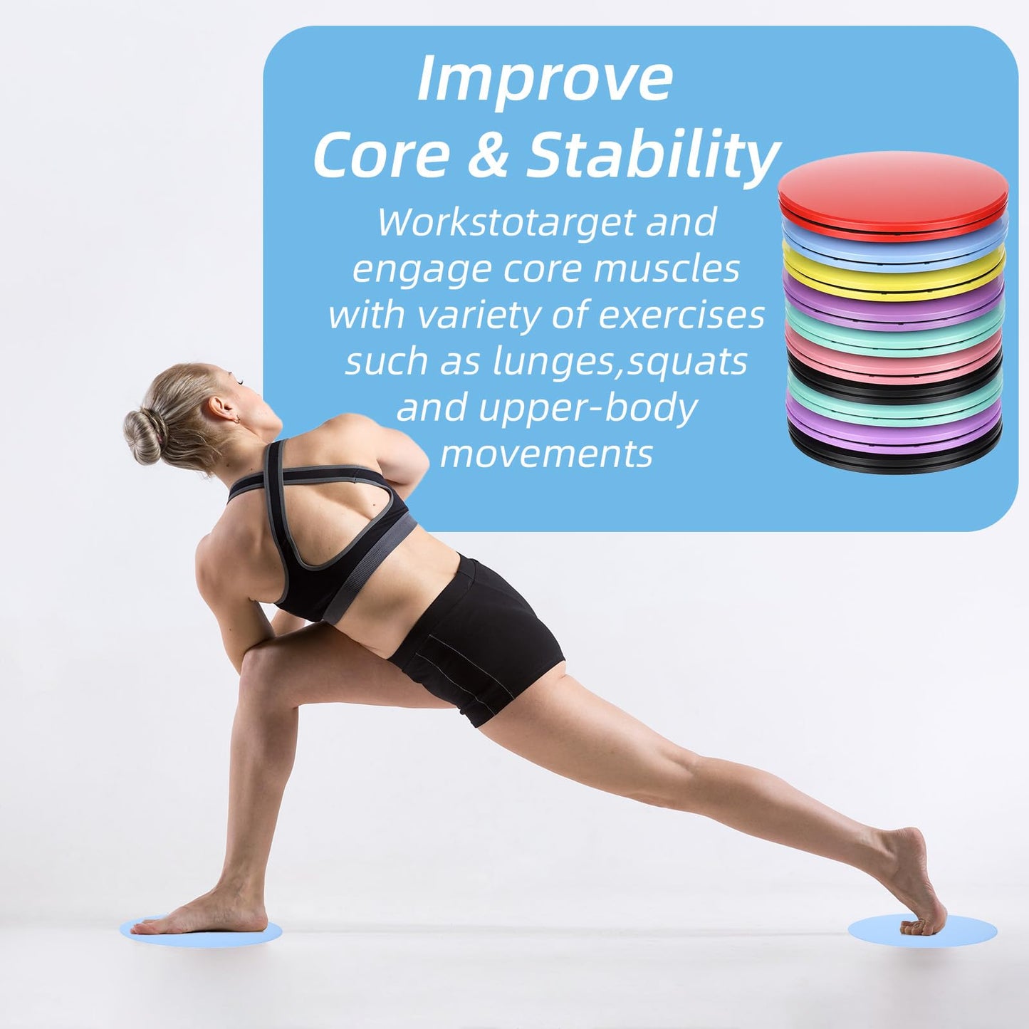 MAQUITA 20 Pcs Exercise Glider Discs Gifts for Group Training Classes Fitness Slider Workout Dual Sided AB Pads for Gym Carpet Hardwood Floor