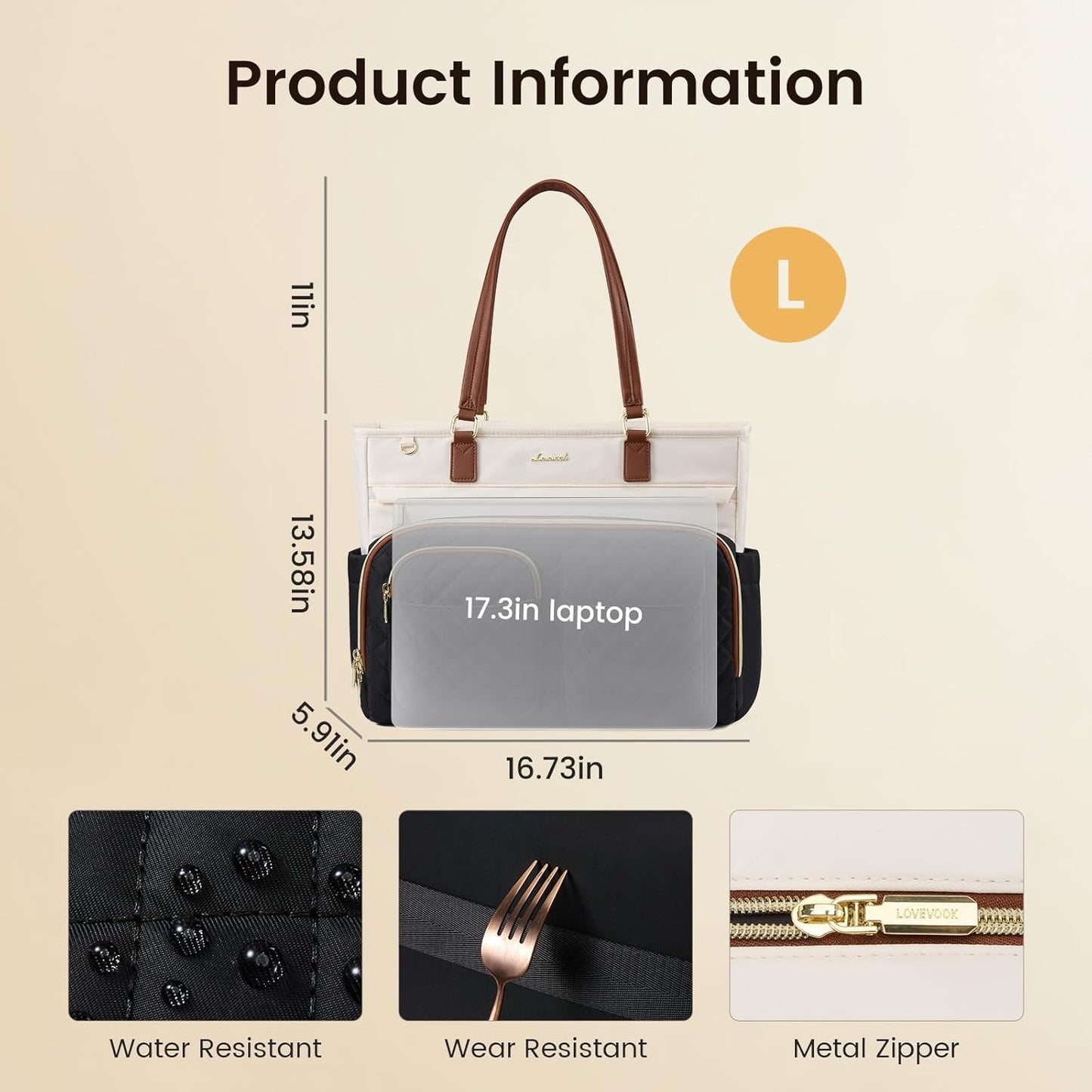 LOVEVOOK 17.3 Inch 17.3 Inch Tote Bag for Women, Work Bag with Large Cup Holder, Large Capacity Teacher Tote with Multi