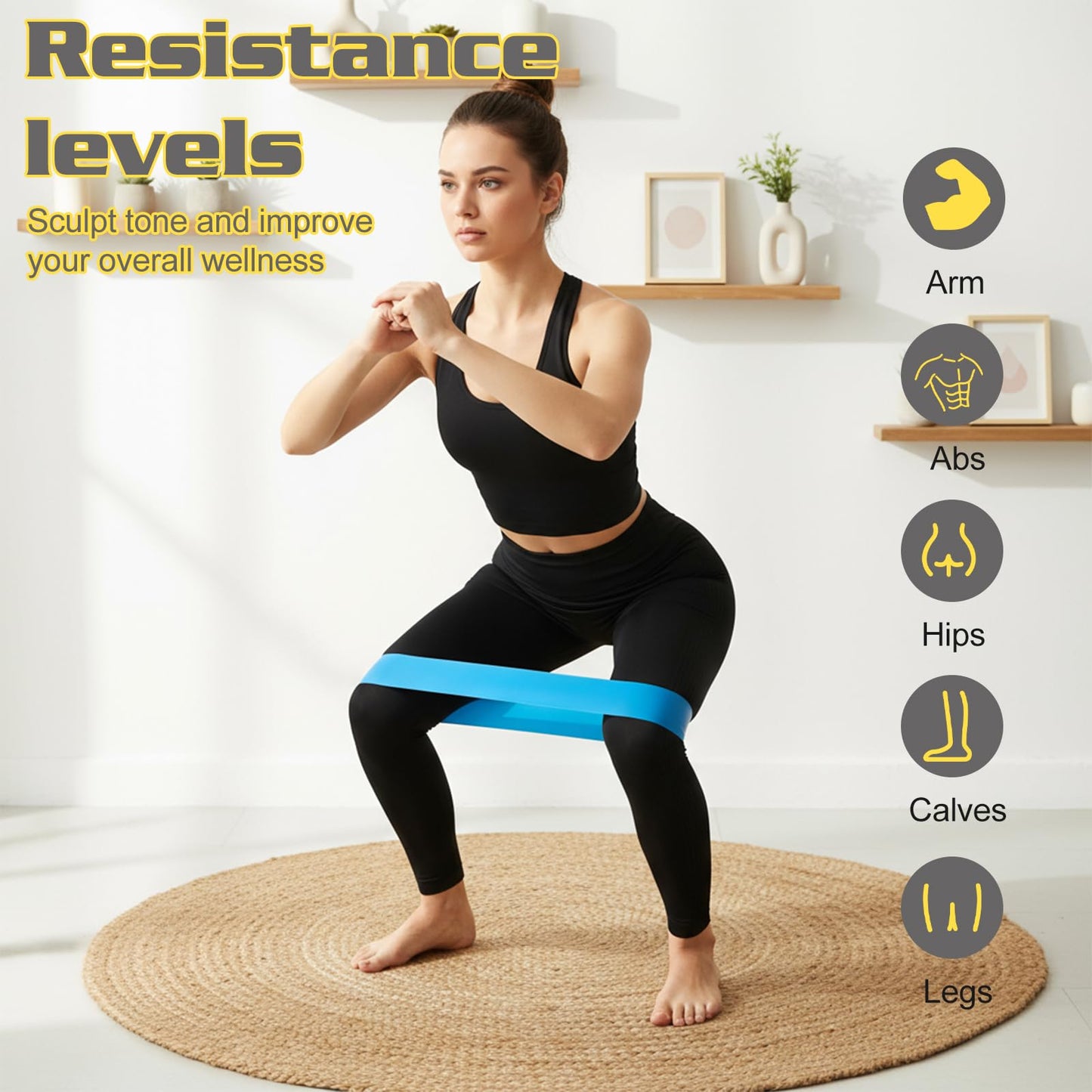 20 Pcs Resistance Bands for Women Men 10-50 Lbs 5 Different Resistance Levels Loop Exercise Bands for Leg Working Gym