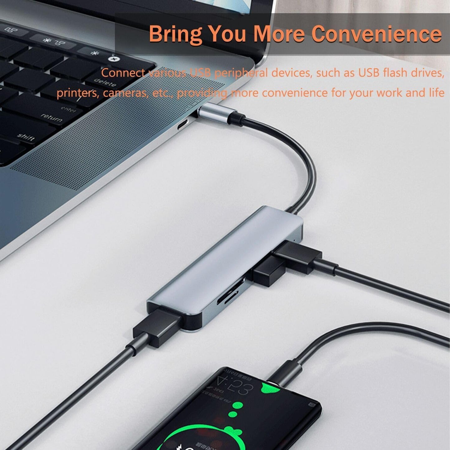 vienon 5 1 3 3.0 in Aluminum USB-C Hub with Memory Card Reader and USB Ports, for PC, Laptops, MacBook Pro/Air, iMac