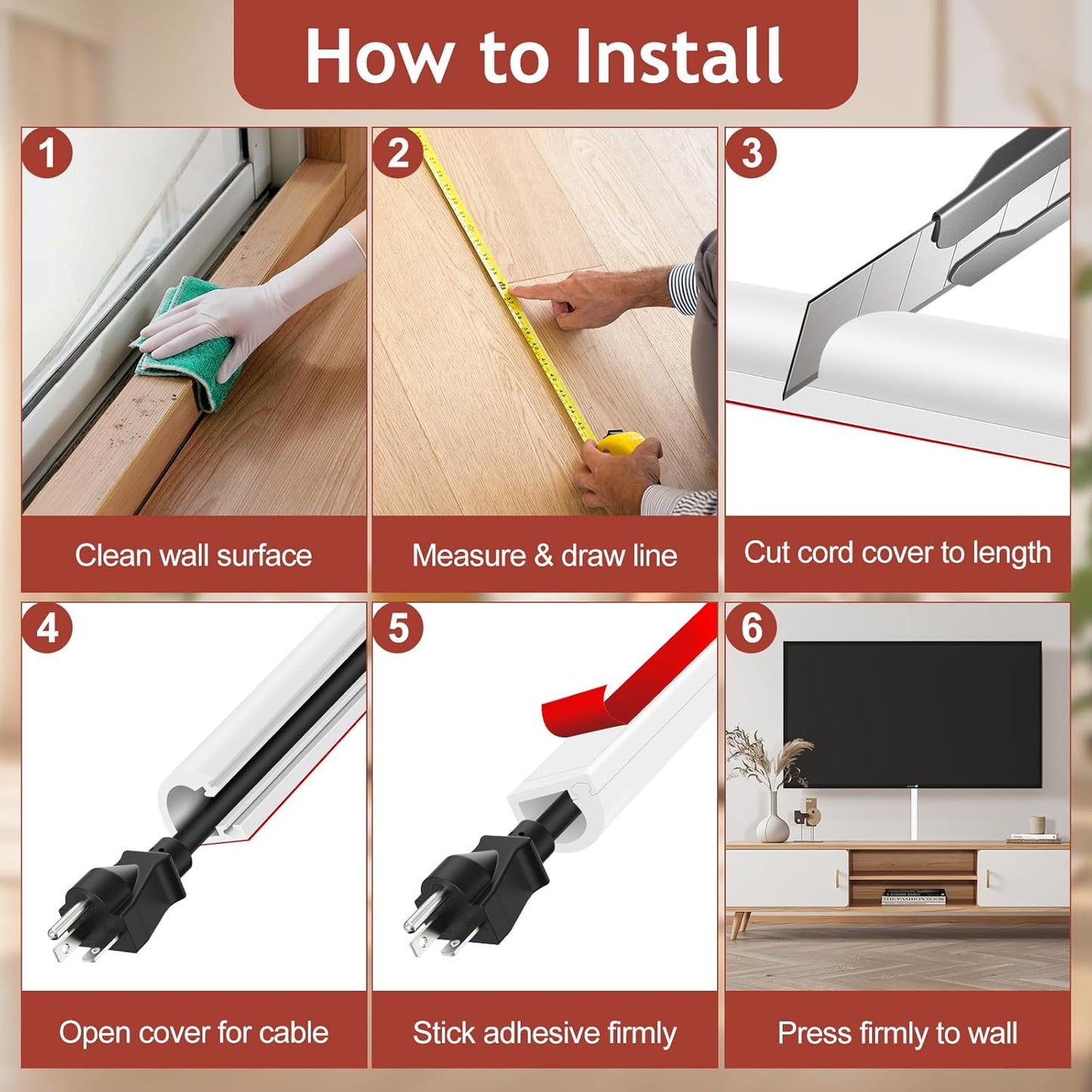 YESSZ (White-1 118inch) Self-Adhesive Silicone Cable Hider, Flexible Wire Cover Cable Raceway for Wires, Wall Mount TV
