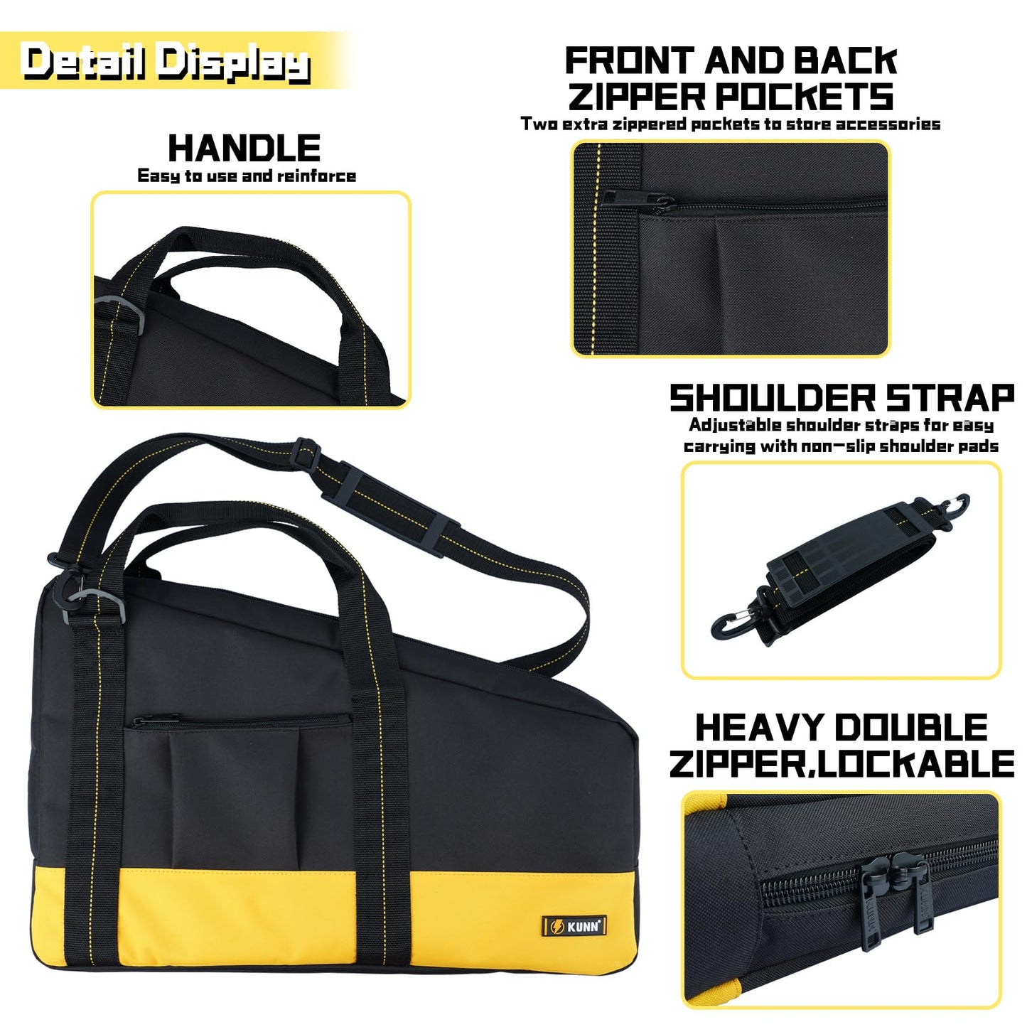 KUNN Shoulder Framing Nailer Bag & Rolling Tool Backpack with Wheels