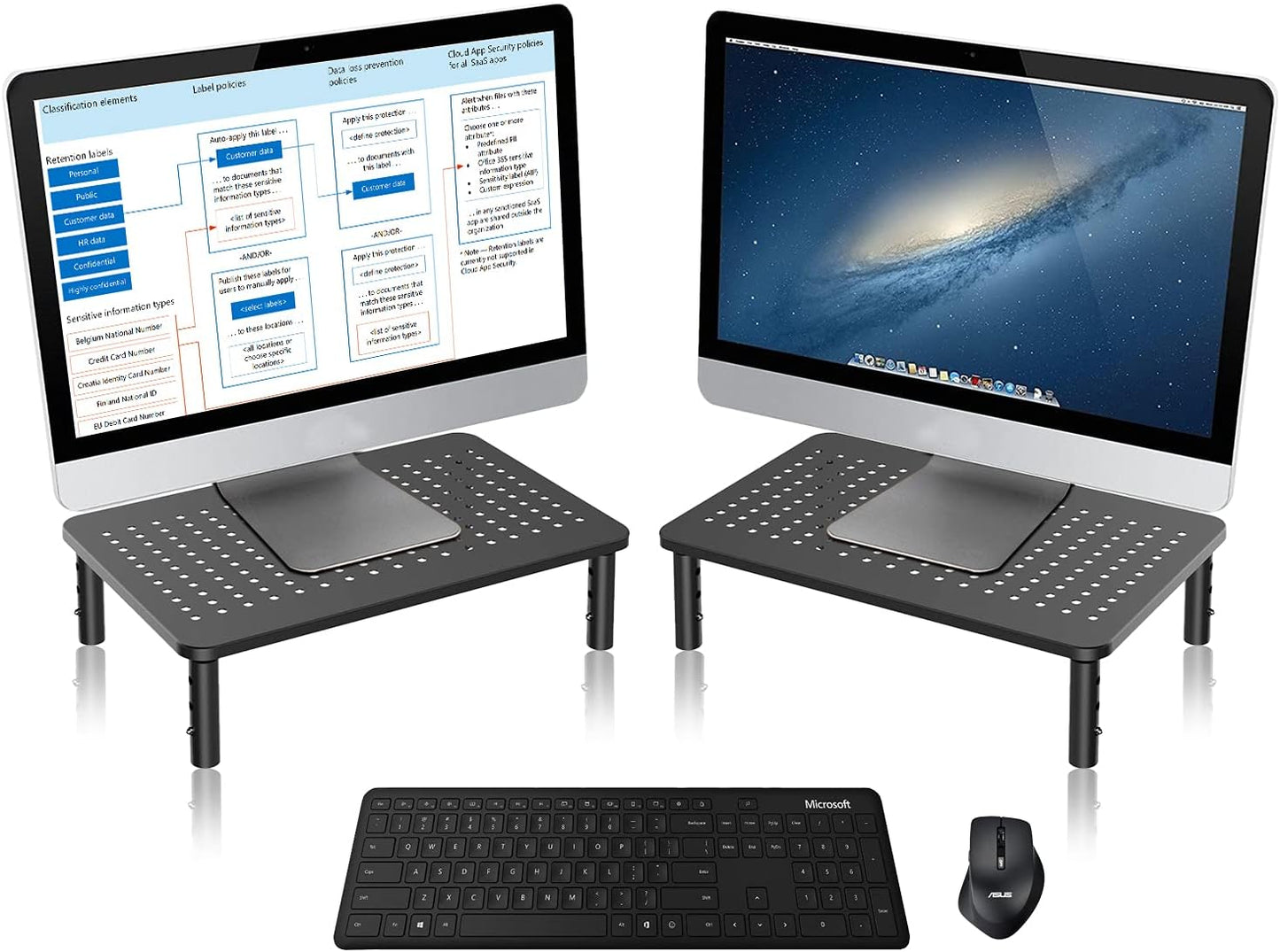 Riser,3 370X235MM 2 Packs,Black Bracwiser Monitor Stand Level Height Adjustable Desktop monitor stand for Computer
