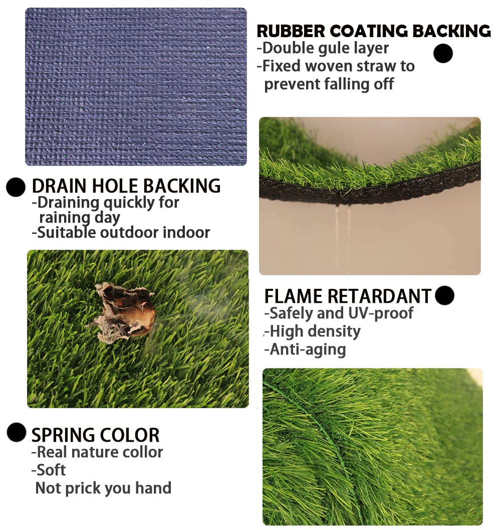 MYOYAY Artificial Grass Turf Rug, 3.3ft x 33 ft Large Realistic Grass Lawn Carpet Roll,1.18" Thick Synthetic Turf Mat with Drain Holes for Indoor Outdoor Garden Landscape Dog -109 sq. ft