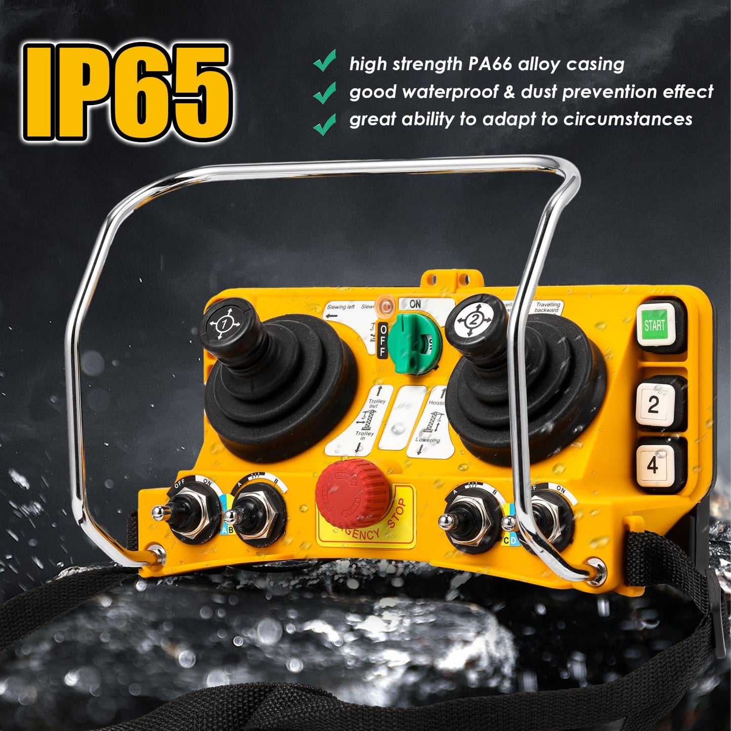 NEWTRY Hoist Crane Remote Control Wireless F24-60 12V Heavy Duty Rocker Type Five-Speed Remote Control Wireless System Industrial Channel Electric Lift Hoist Transmitter Receiver (12V)