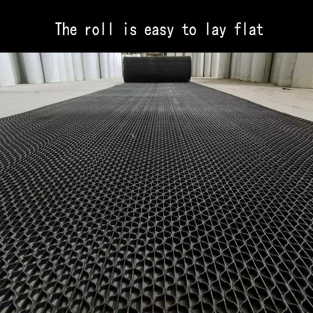 LC0908 PVC Drainage Floor Mat Non-Slip Commercial Wet Area Mat for Outdoor and Indoor Restaurant Kitchen Bar Swimming Pool Splash Matting Water Drain Flooring Mat (Black, 4FTX16.4FT)
