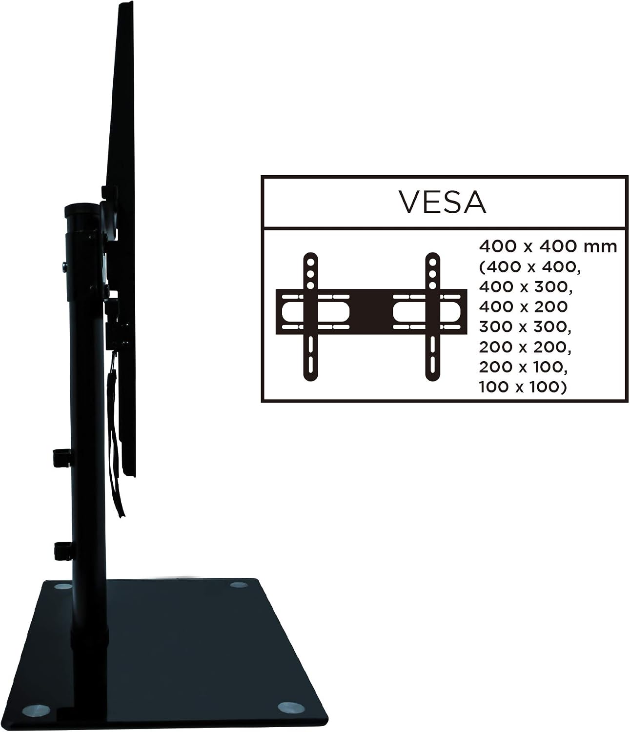 Ematic 22-55-Inch Universal Table Top TV Stand for LCD Screens with Tempered Glass Base