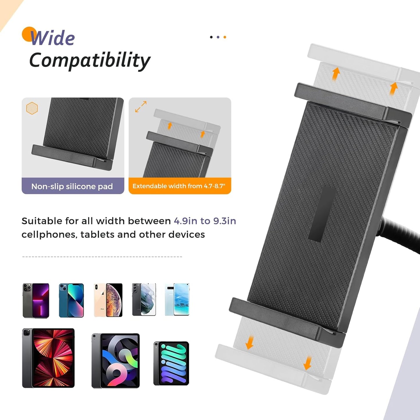 Aureday 67 4.7-12.9 Adjustable Tripod Stand, Height, Tablet Holder for iPad mini/Air/Pro, Kindle, Switch, Smartphones
