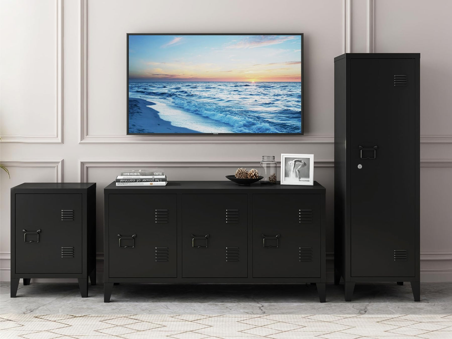 MIOCASA Metal Nightstand Modern End Side Table Steel Bedside Storage Cabinet with Shelf Easy Assembly for Living Room Bedroom