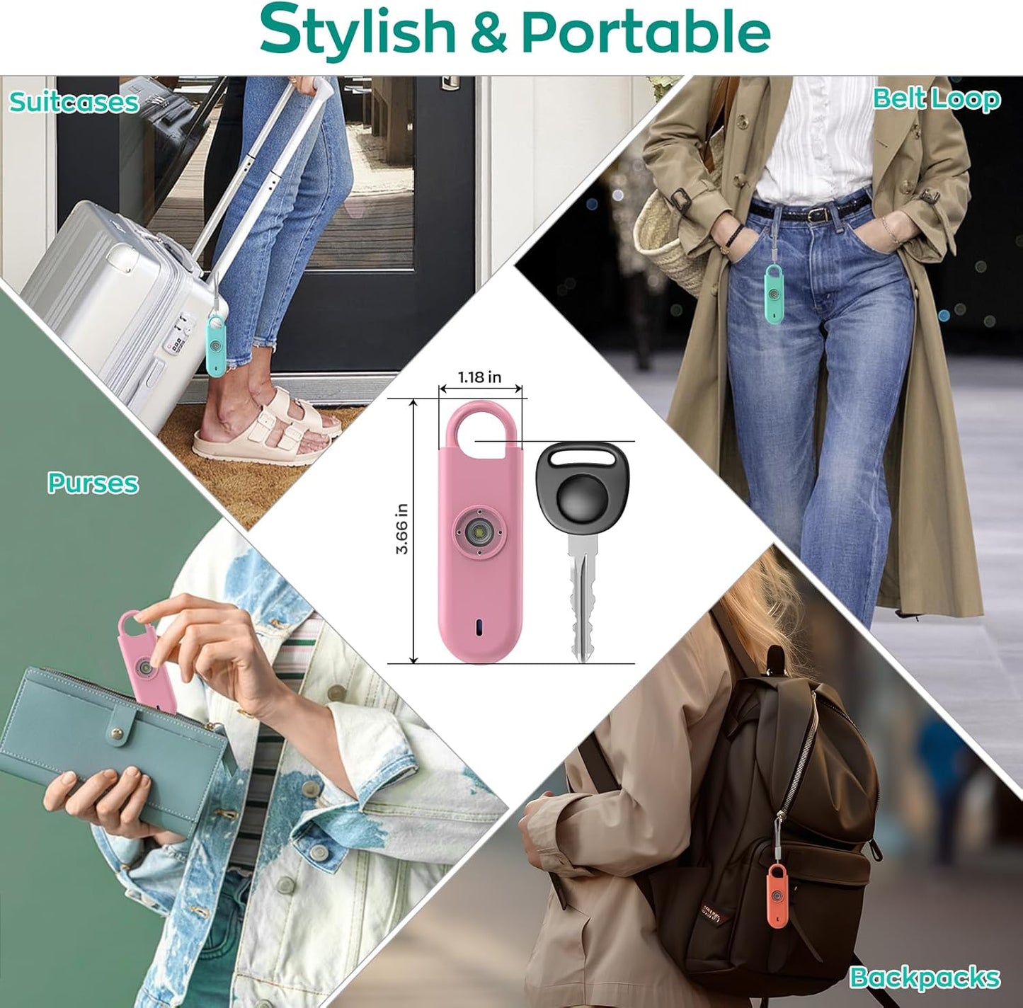 Fauxomor 140dB 3 Pack Personal Safety Alarm for Women, Safe Alarm Protection Keychain with Strobe Light & Low Battery