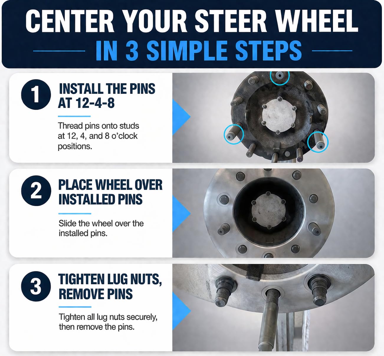 TRU-BALANCE Steer Wheel Centering Tool for Semi Trucks, 22.5" and 24.5" Wheels, Heavy Duty