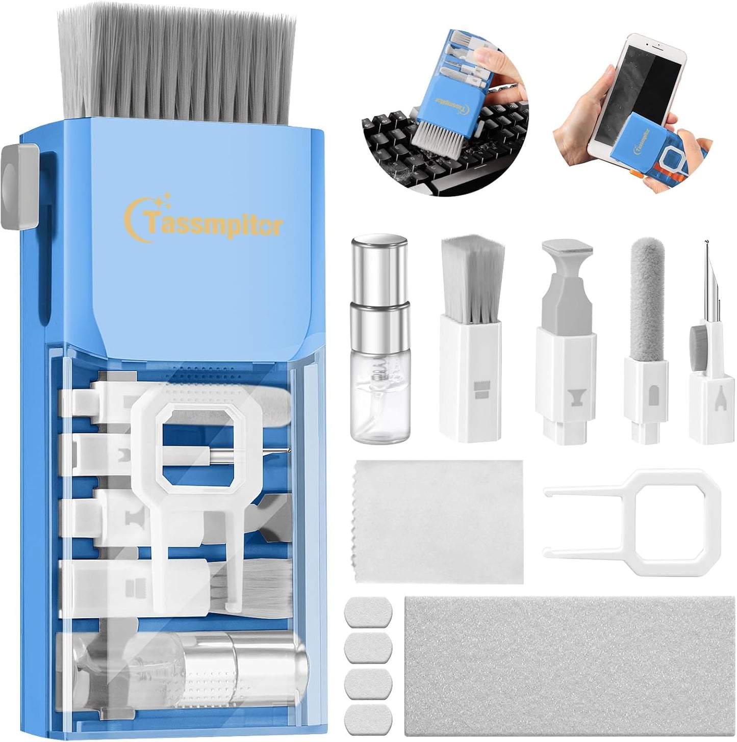 Tassmpitor Laptop Cleaning Kit, Keyboard Cleaning Kit with Spray and Wipe, Keyboard Cleaner for MacBook iPad Tablet