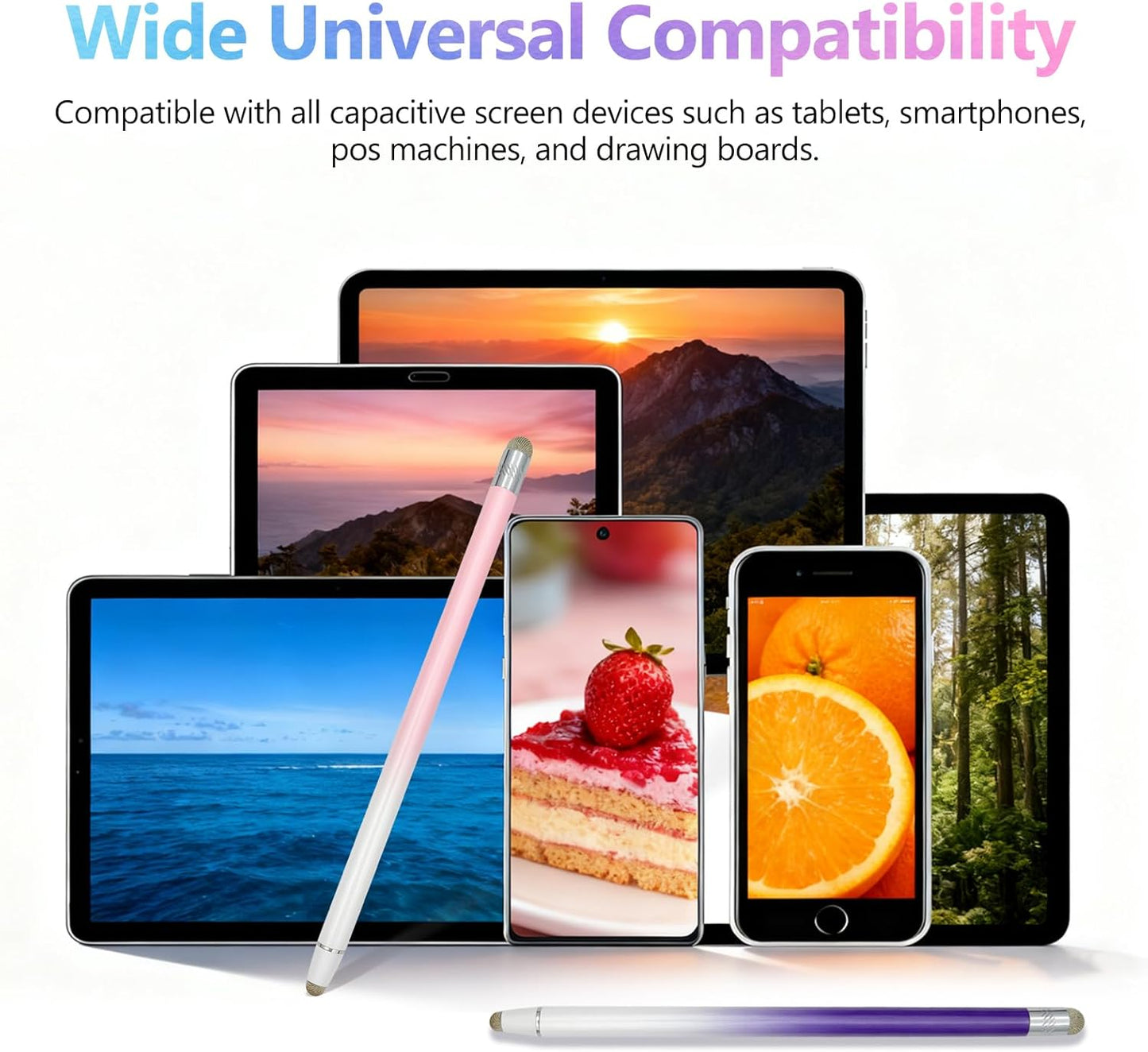 Brvlsoc 2-Pack High-Sensitivity Stylus Pens for Touchscreens Precision Dual-Tip Pens for iPad, iPhone, Android