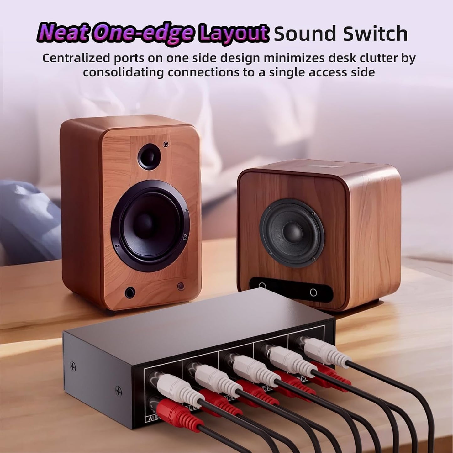 BolAAzuL 3.5mm 4 1 4X1 Aux + RCA L/R Audio Switch Box in Out Bidirectional, Stereo Audio Switcher Selector Passive a/b