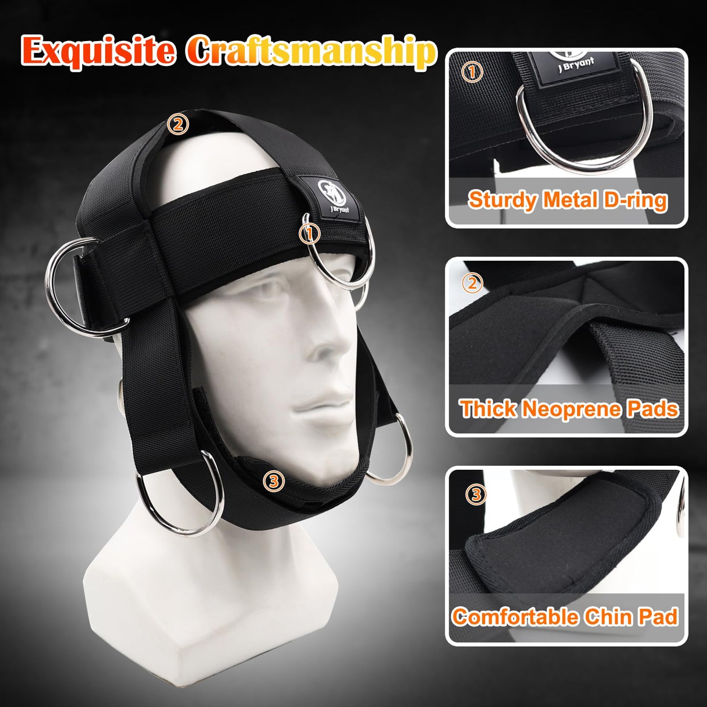 Neck Training Harness with Pulley System – Adjustable Head Strap for Side-to-Side Neck Strength Workout, Heavy-Duty Steel Chain for Weighted Vertical Training, Ideal for Powerlifting & Fitness