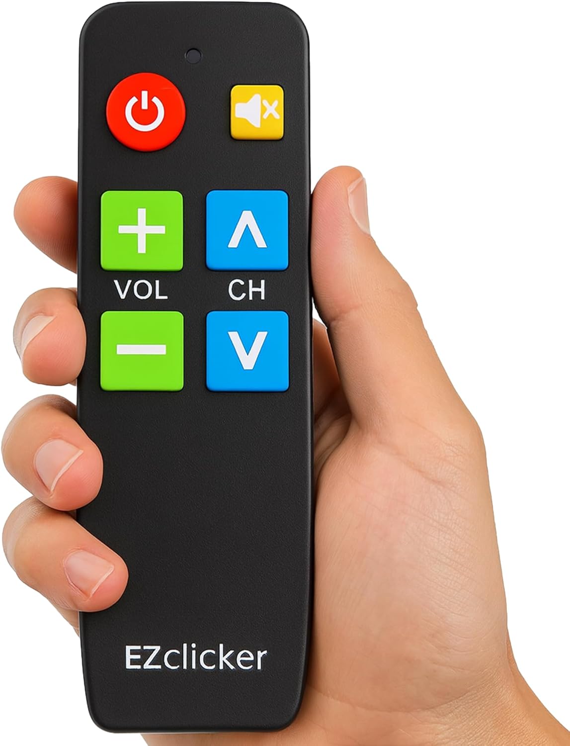 EZClicker (2xAAA TV Remote for Seniors, Extra Simple Big Button Remote (Black) Works with Major TV Brands, NOT