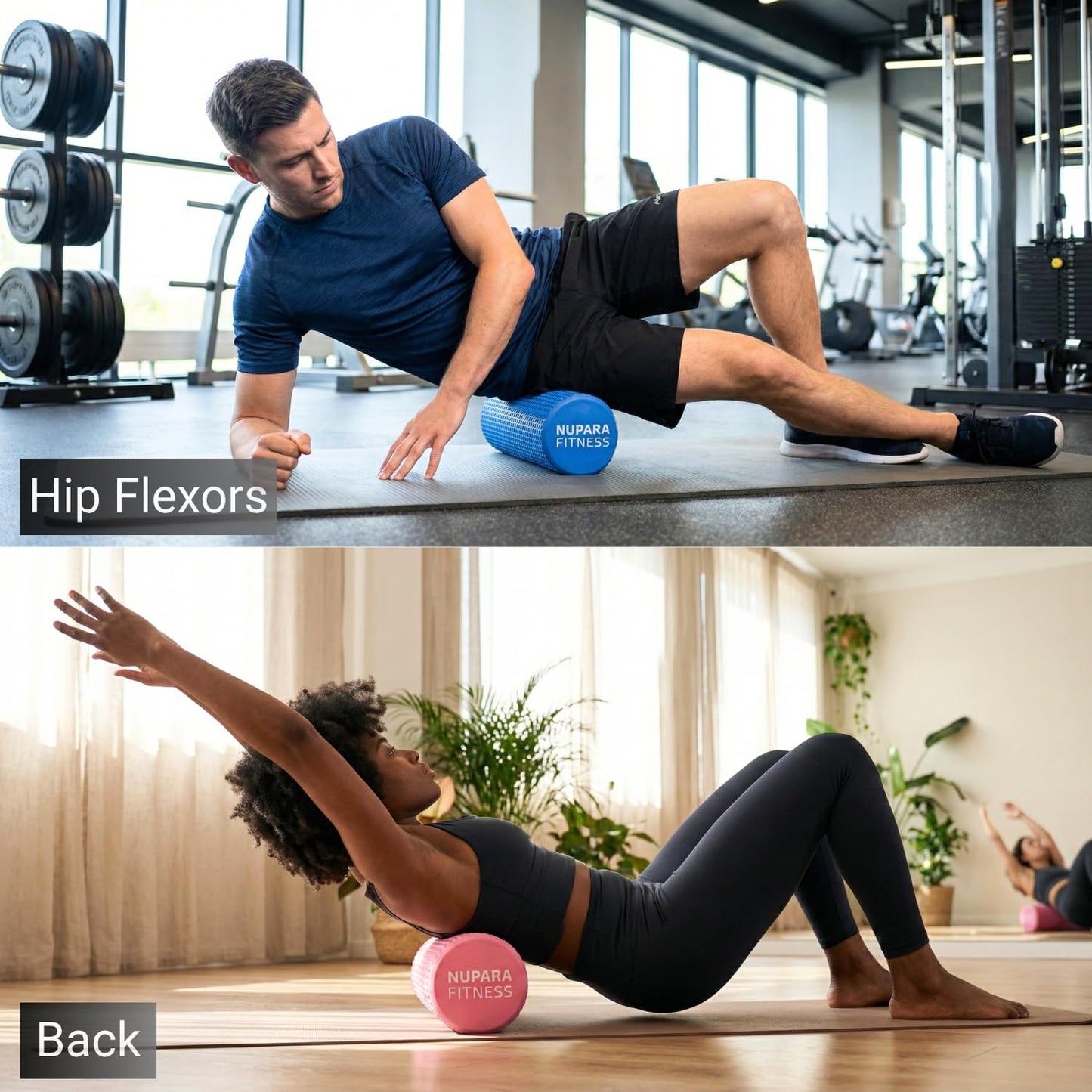 NUPARA FITNESS Foam Roller for Back, Legs, Hips, and Deep Tissue Muscles | Foam Roller for Physical Therapy, Exercise, Running, Cycling, Sports, Recovery, Yoga, and Pilates. (Pink, 18 inch - Large)