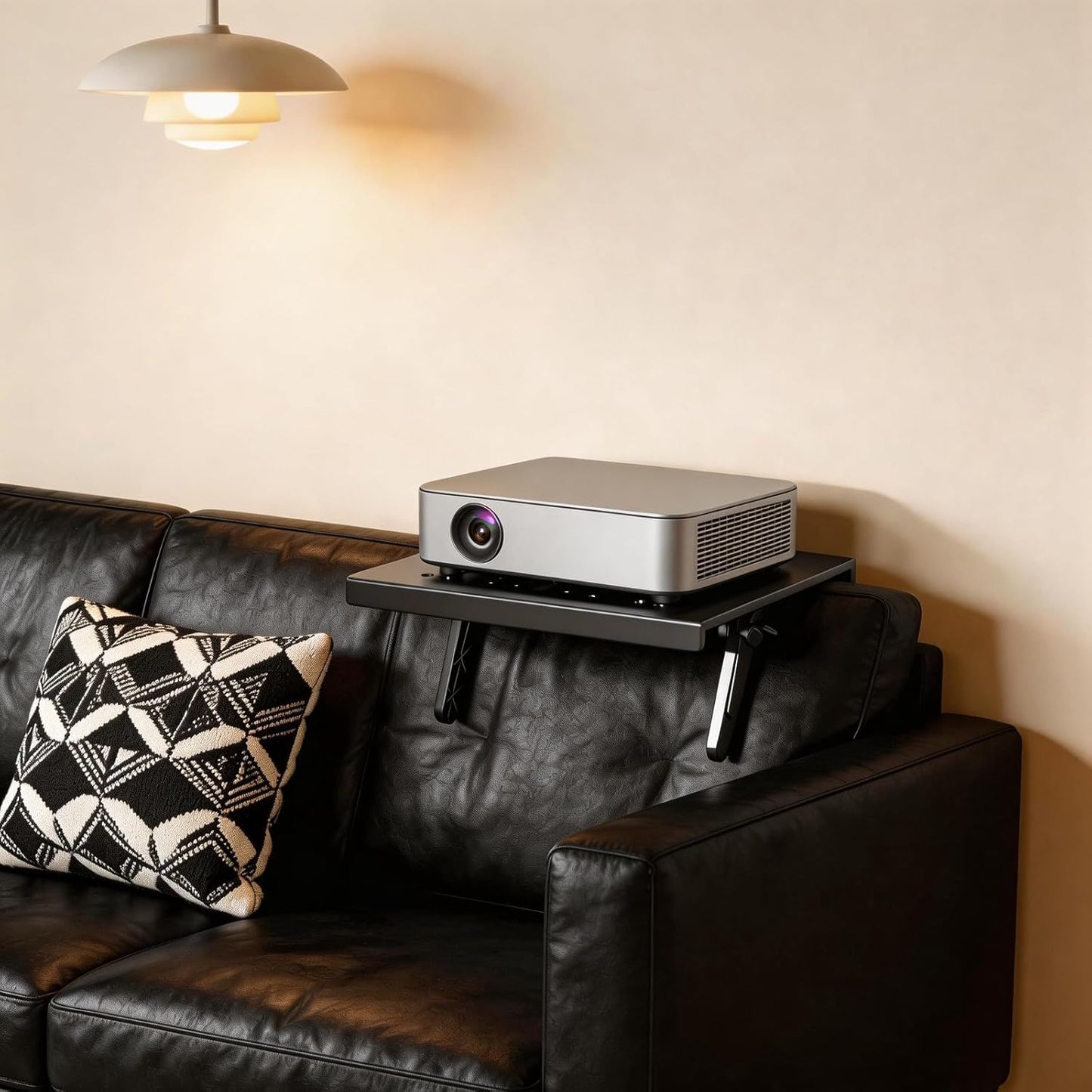 XULIONTS No Drill Projector Shelf, Adjustable Headboard and Sofa Projector Mount, Wall Mounted Shelf for Projector