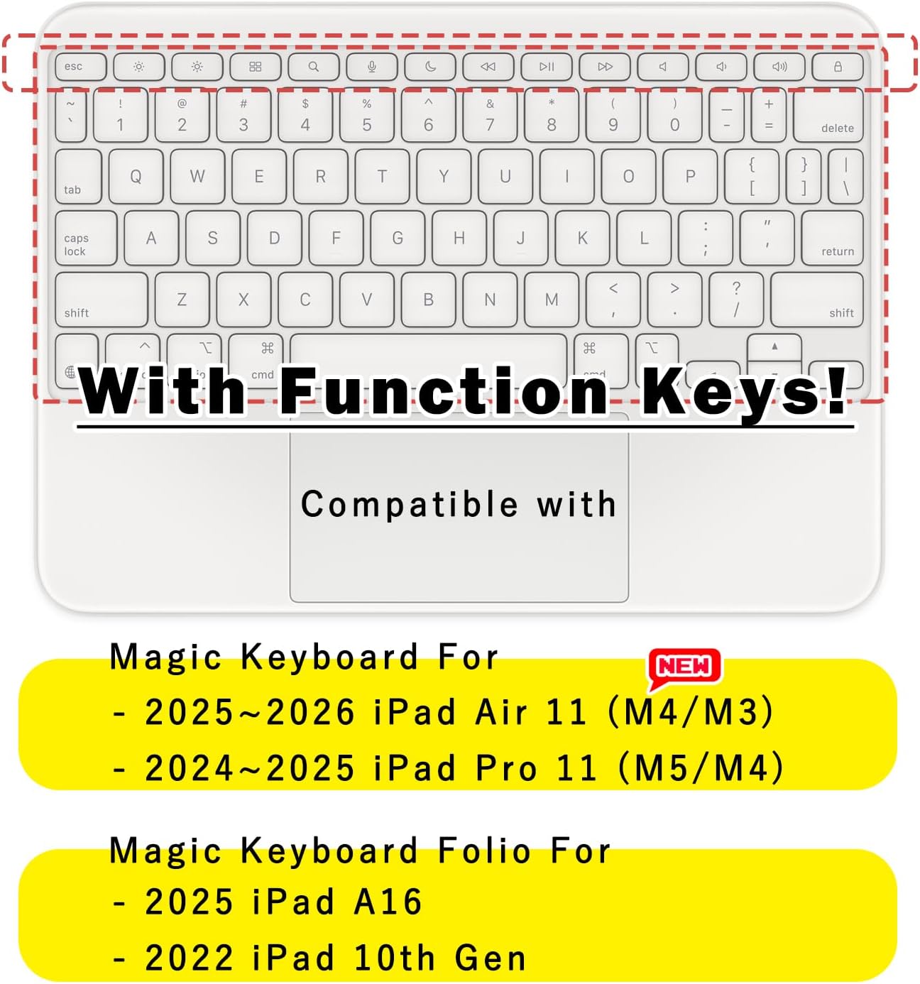 Digi-Tatoo 2026 11 M4/M3 11 M5/M4) A16/iPad 10th [with Function Keys] Keyboard Cover Protector Compatible w/ Magic