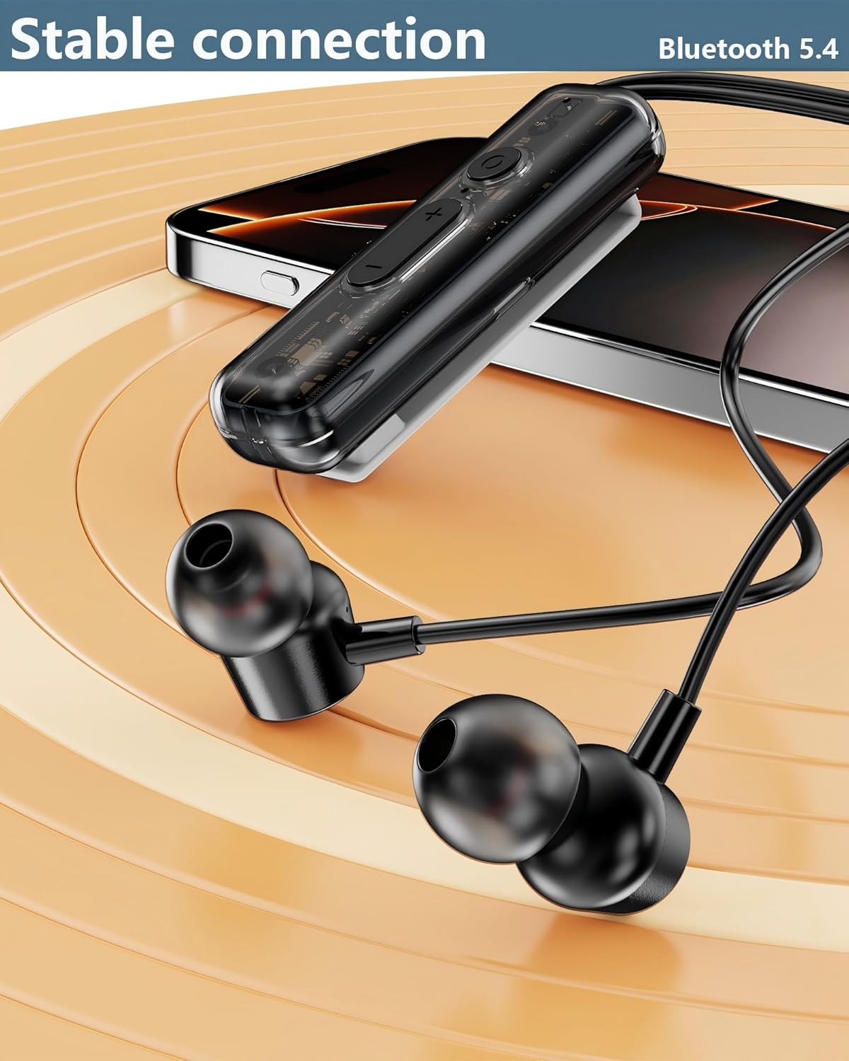 ZXQ Magnetic Lapel-Clip Neckband Bluetooth Headphones with Microphone,in-Ear Wireless Earbuds Earphone