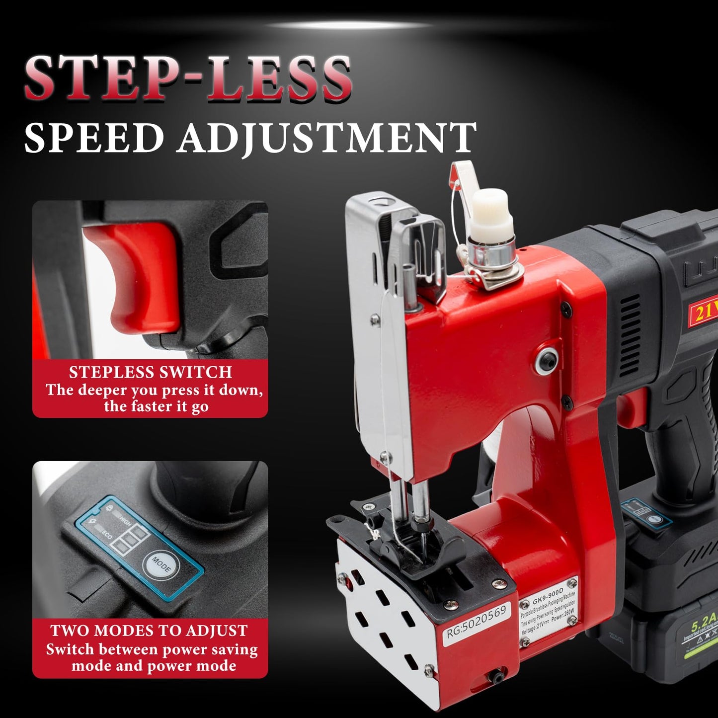 SDRTOP Battery Bag Sewing Closing Machine Brushless Motor Cordless Portable Bag Closer Stitcher Packing Machine