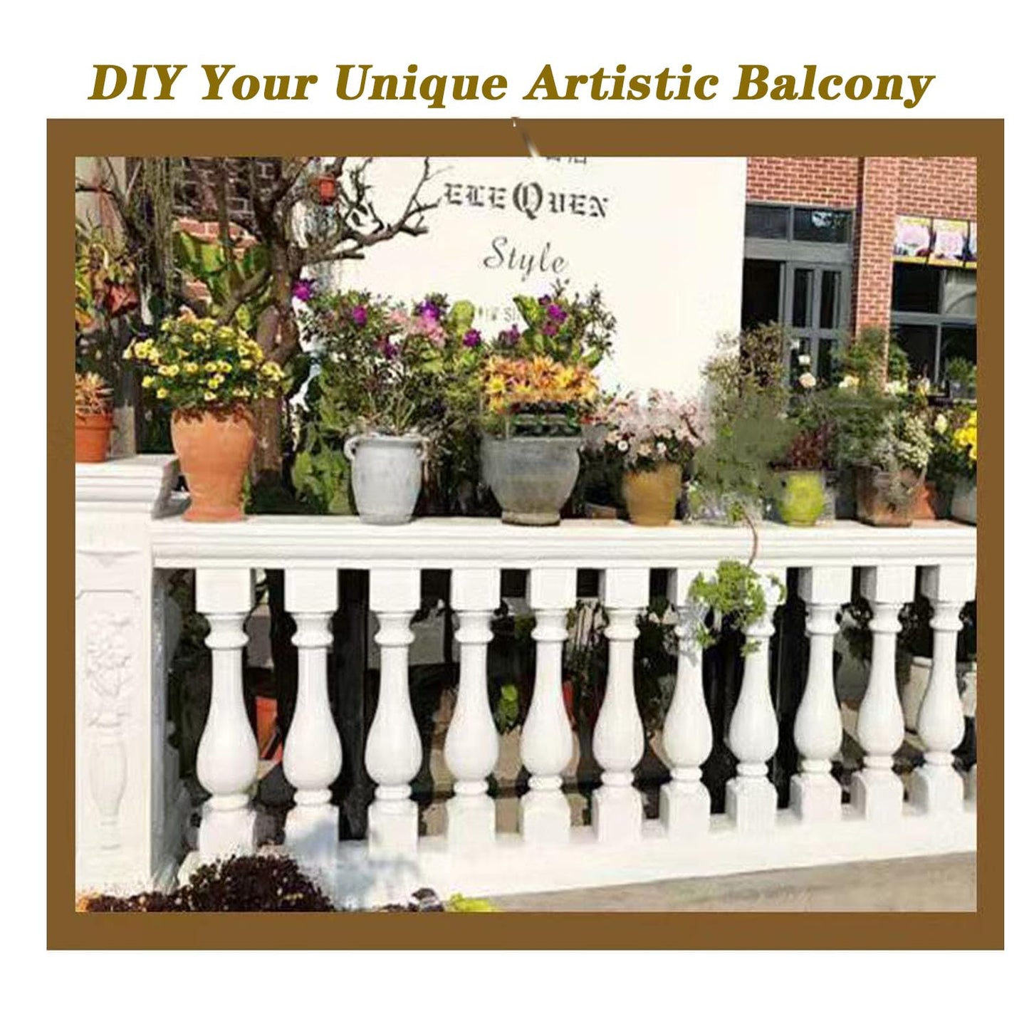 EAIVENY 2PCS 19.68 Inches Precast Baluster Rail Concrete Mold, Balcony Railing Cover Line Plastic Mould, Roman Column Mould for Garden Cement Mold, Concrete Mold for Balcony (A), White