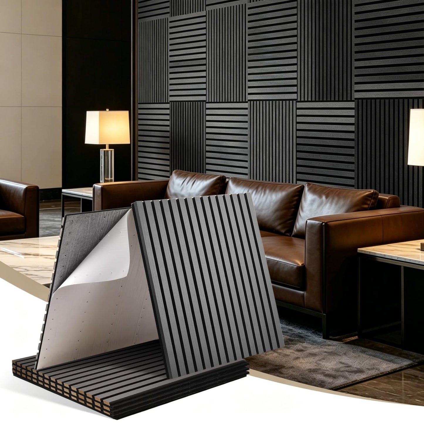 ZUGELAN Acoustic Panels 4 Pack Self-Adhesive Upgrade,23.62"X23.62" Sound Proof Wall Panels for Walls,Acoustic Wall Panels High Density Sound Absorbing for Gaming&Studio Decor,Matte Black