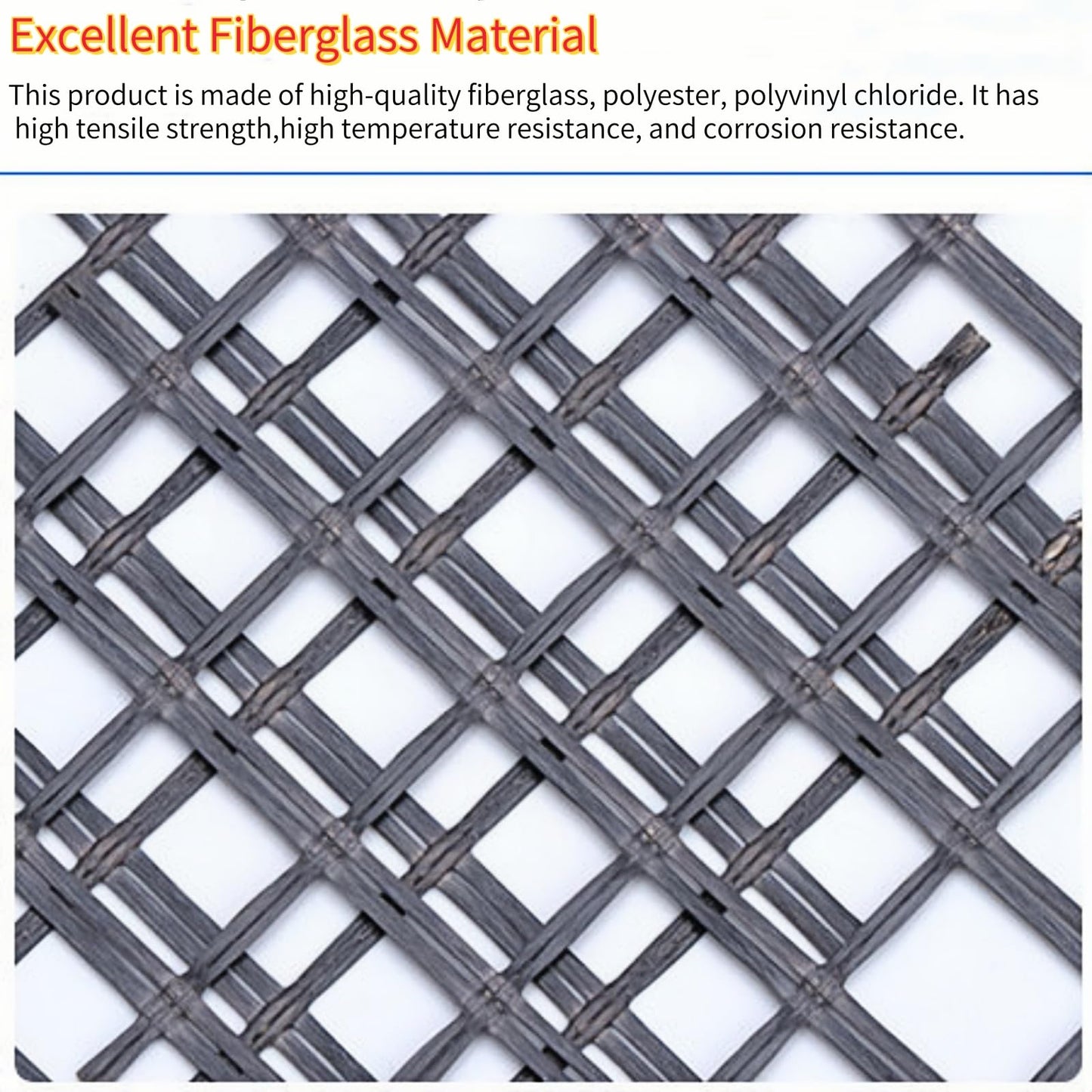 Universal Retaining Wall Geogrid Roll 4' x 98' for walls up to 6 feet in height Fiberglass Geo Grid Tensile Force Value 50KN Soil Reinforcement Slope Reinforcement Pavement Repair and Crack Prevention